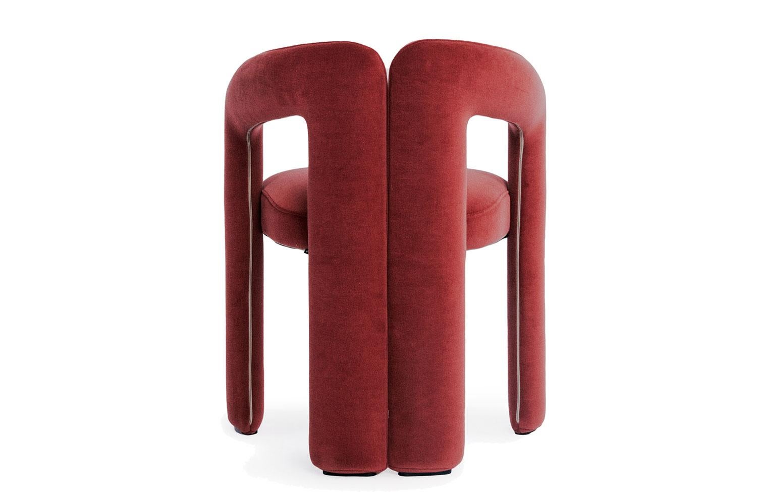 Contemporary Set of 2 Coral Colored Velvet Blend Covered Dining Chair, Cassina