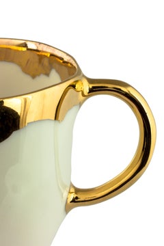 Contemporary Set of 2 Coralla's Mugs Gold Hand Painted Porcelain Tableware