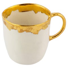 Set of 2 Coralla's Mugs Gold Hand Painted Coralla Maiuri Modern New