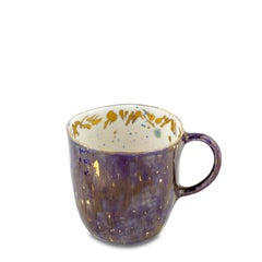 Contemporary Set of 2 Coralla's Mugs Gold Hand Painted Porcelain Tableware