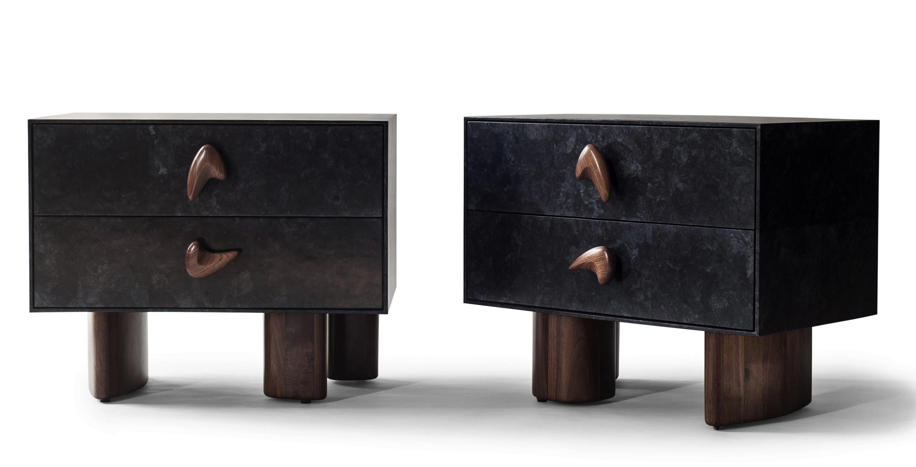 Indian Set of 2 Corbu Bedside Table by DeMuro Das