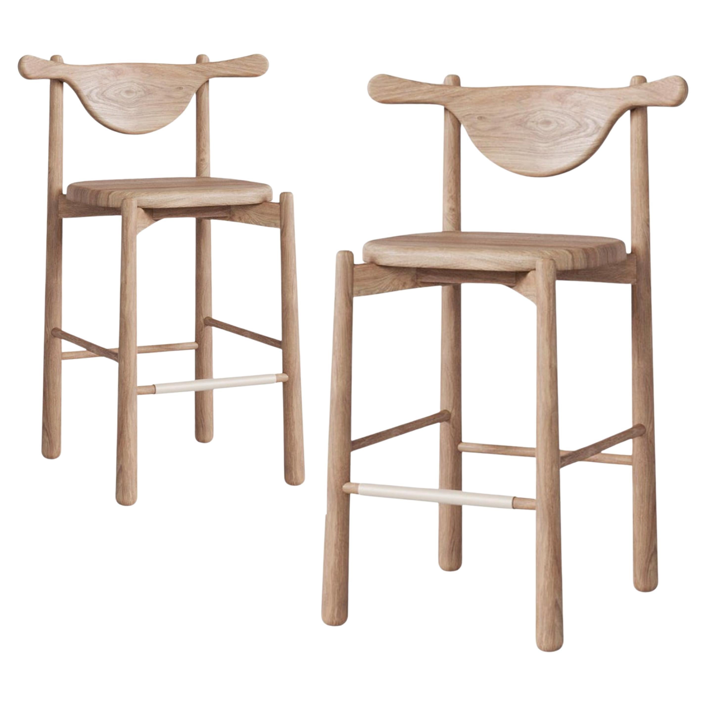 Set of 2 Counter Stool Aratú. All solid wood.