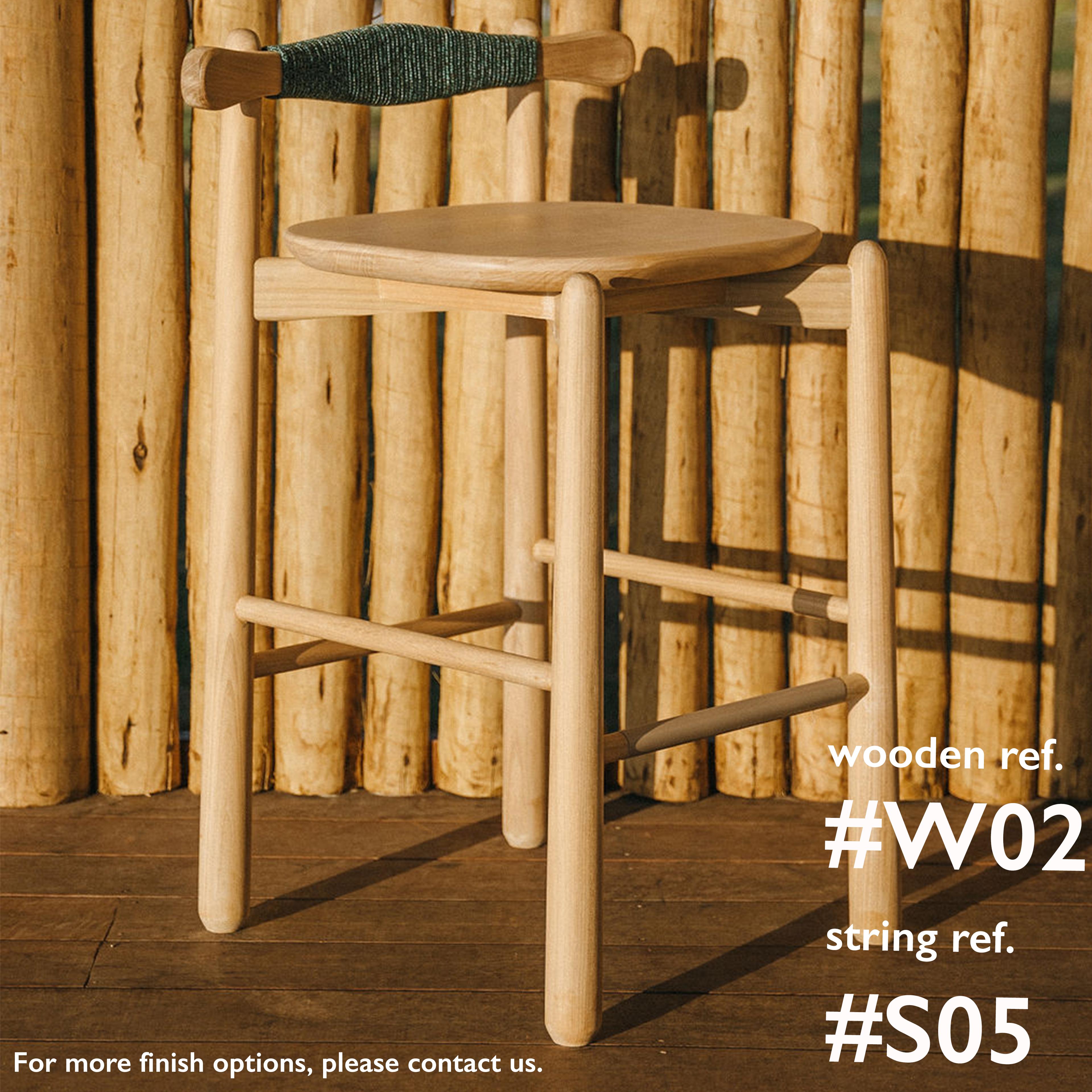 Organic Modern Set of 2 Counter Stool Uçá. All solid wood. For Sale