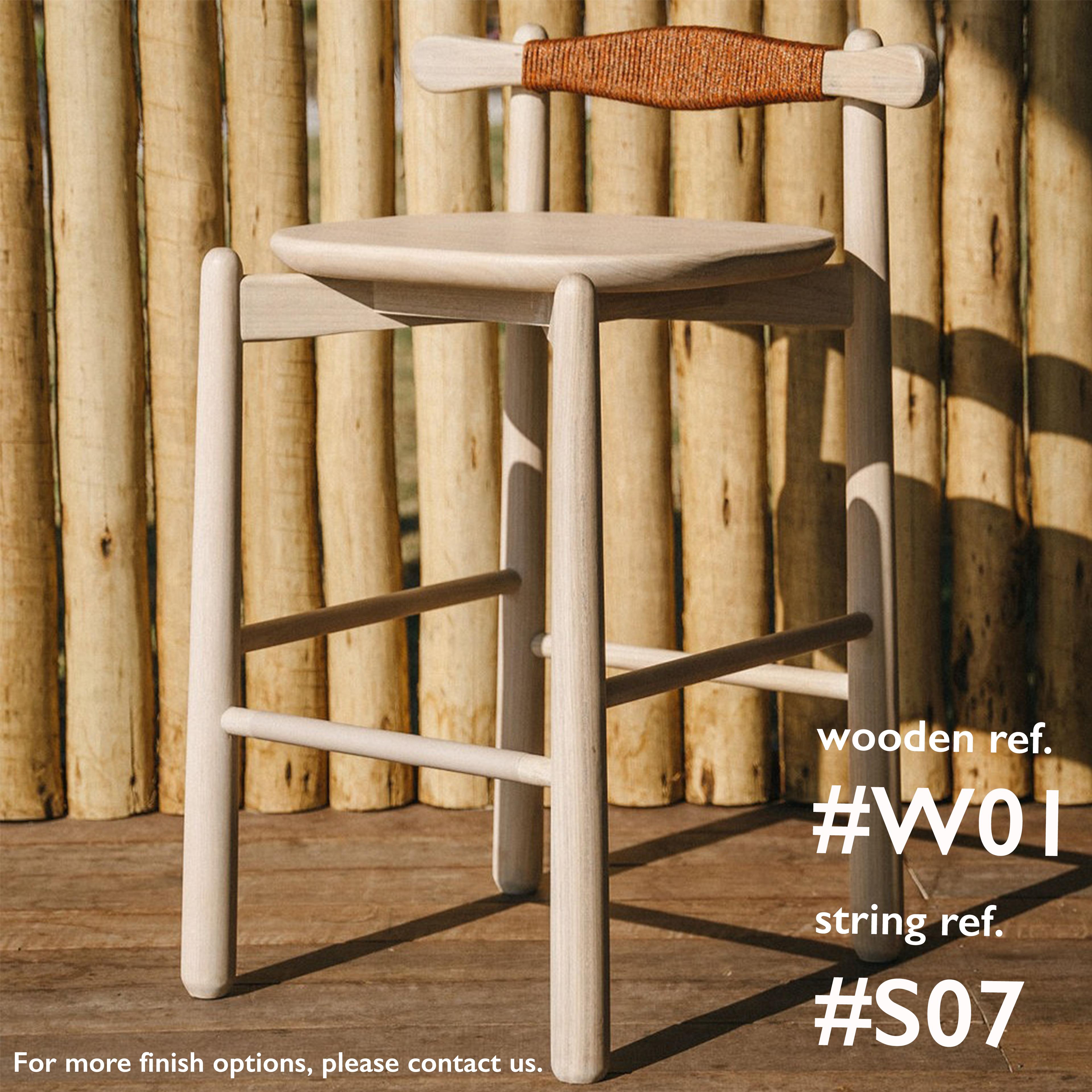 Brazilian Set of 2 Counter Stool Uçá. All solid wood. For Sale