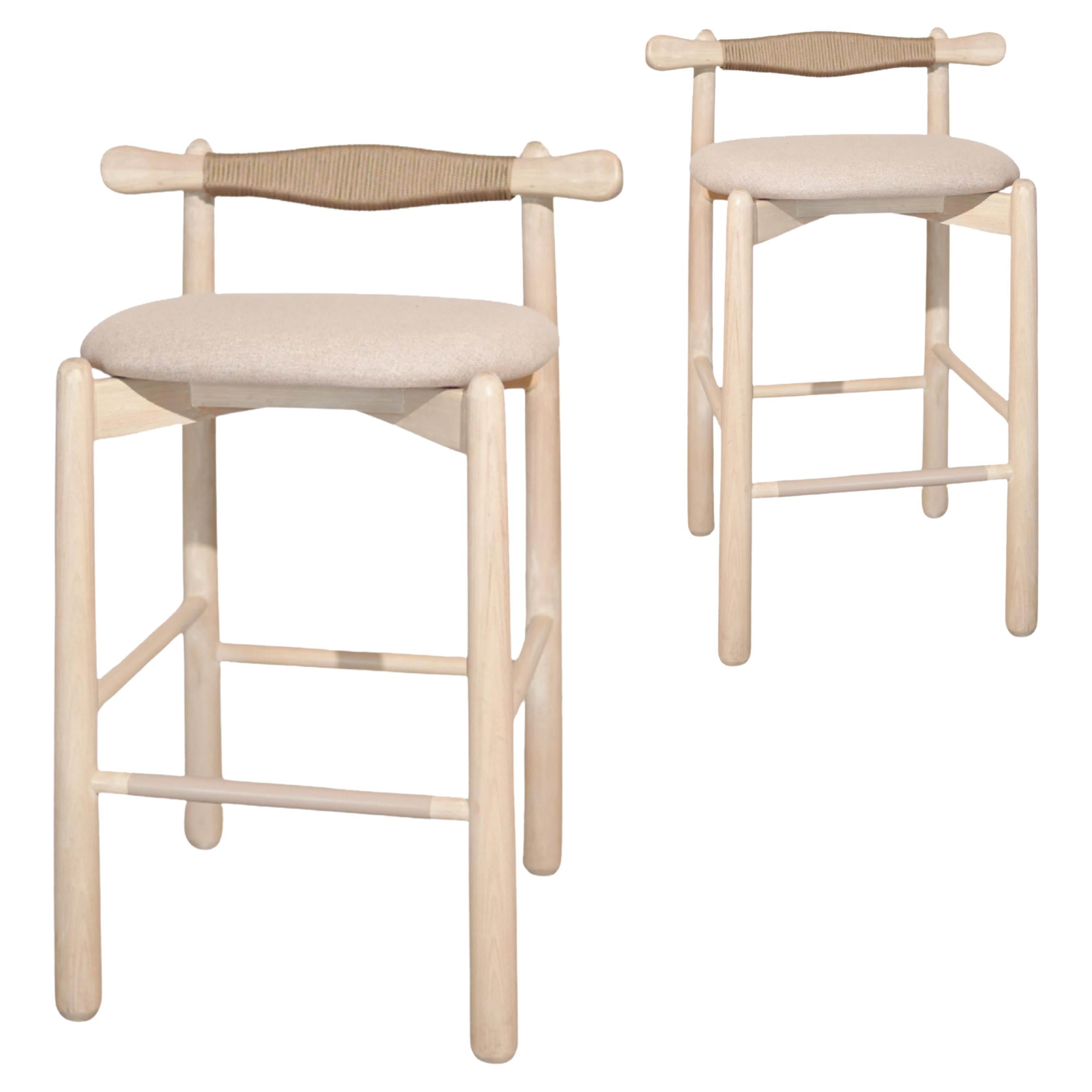Set of 2 Counter Stools Uçá.Solid wood, available for immediate delivery