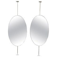 Set of 2 Countertop to Ceiling Oval Mirrors with Nickel Plated Frame