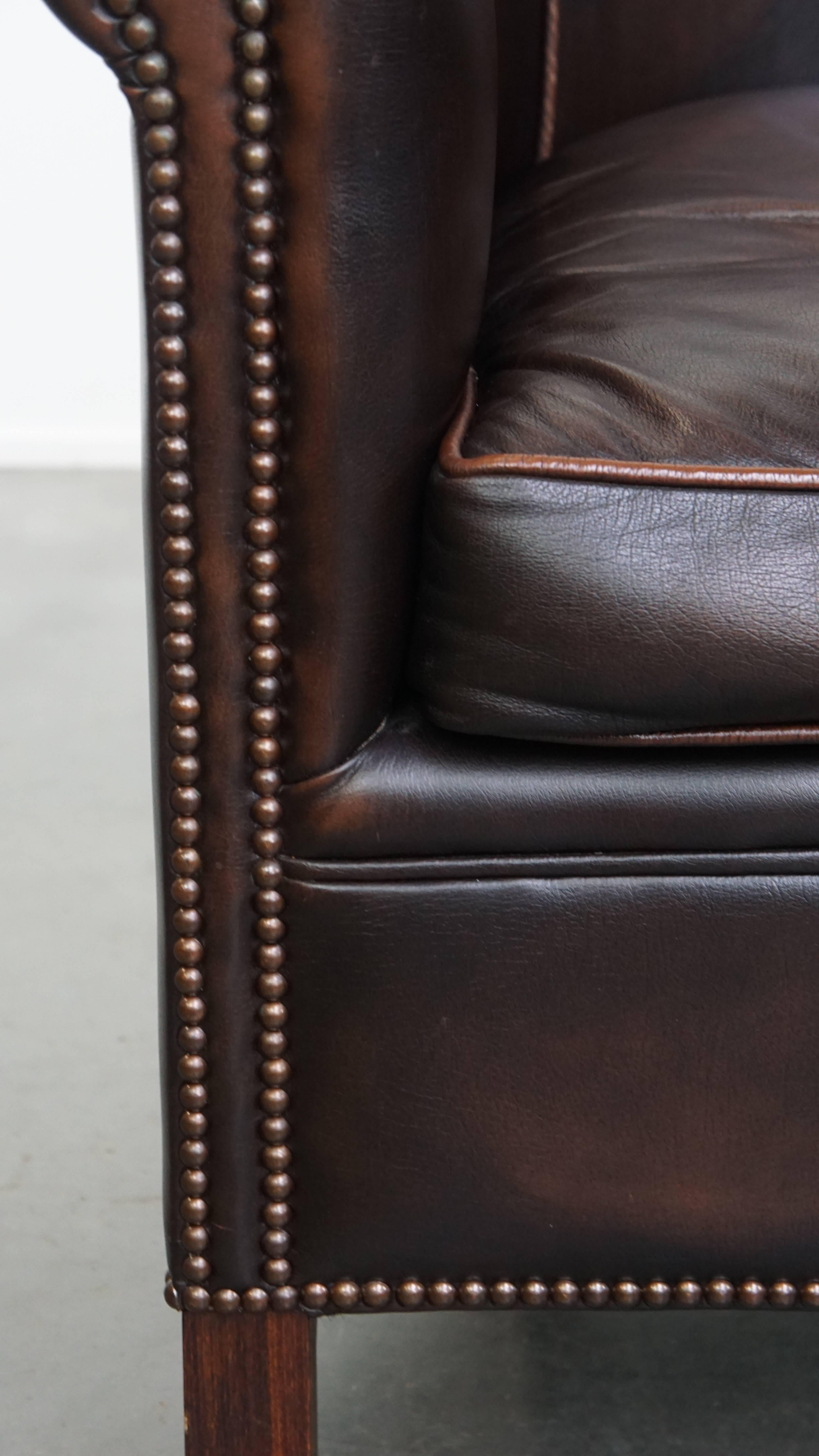 Ensemble de 2 fauteuils club en cuir de vachette de style anglais en vente 5
