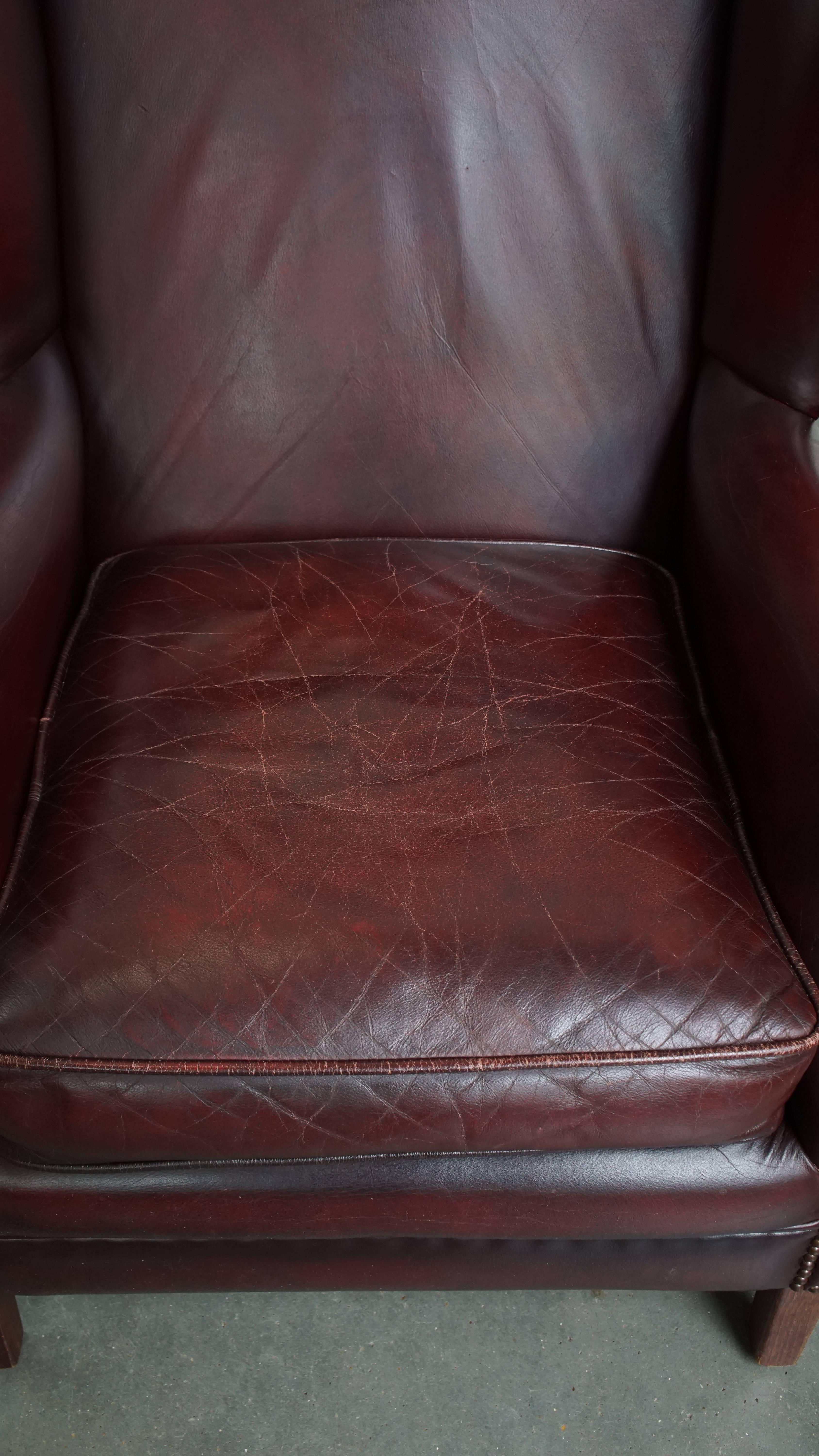 Contemporary Set of 2  Cowhide Leather Wingback Chairs in English Style For Sale