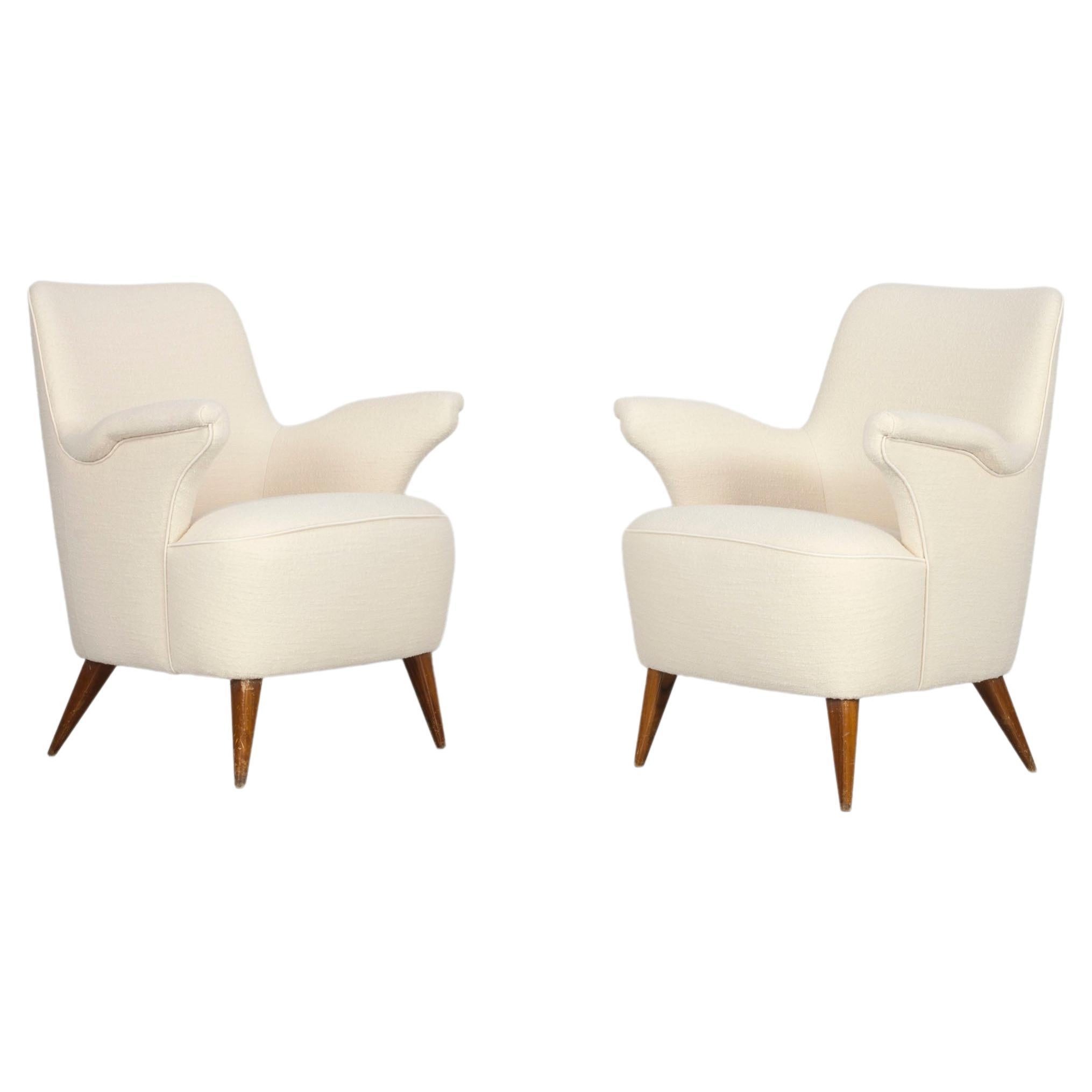 Set of 2 Cream Coloured Italian Marine Armchairs from the 1950s For Sale