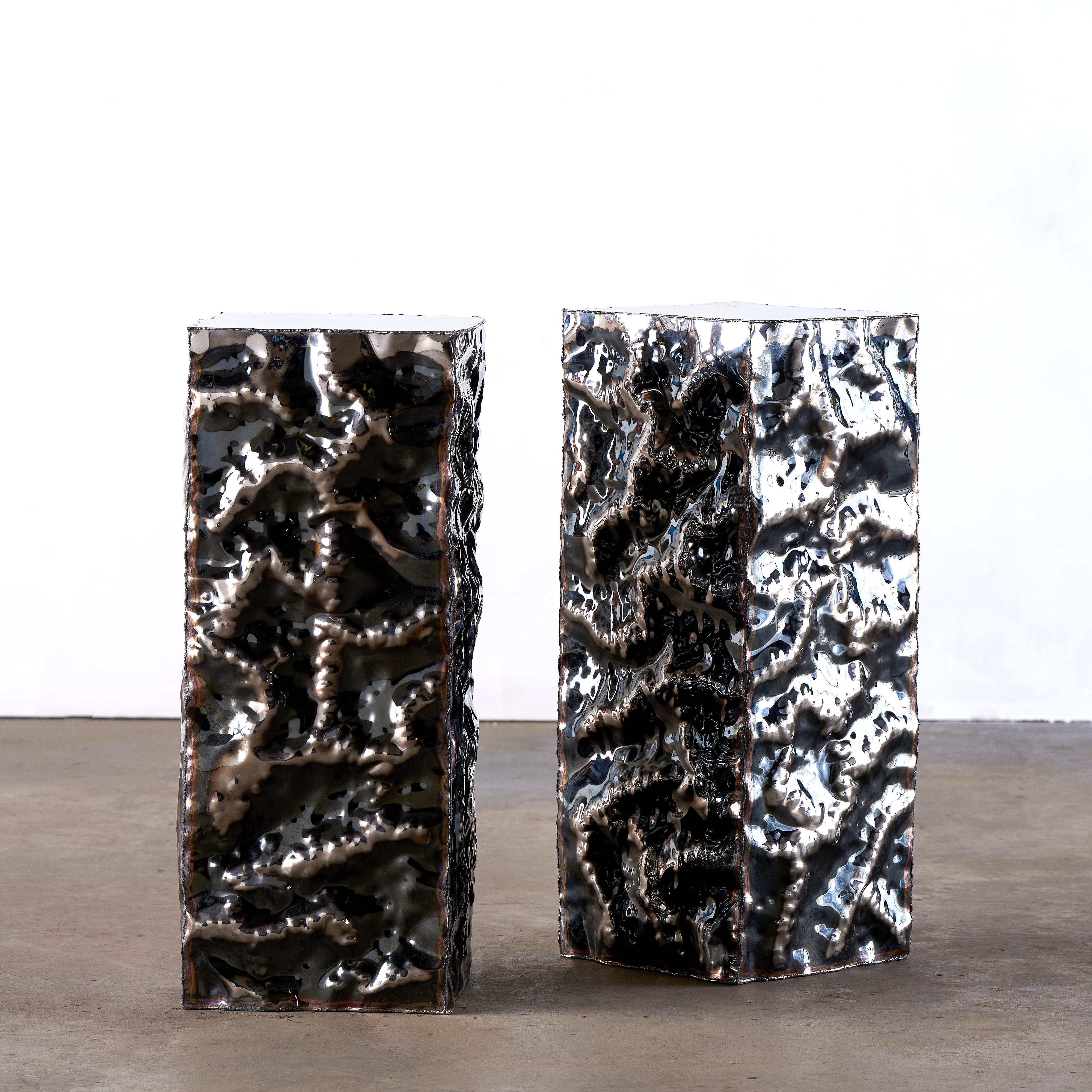 Modern Set of 2 Crinkle Plinths by Michael Gittings