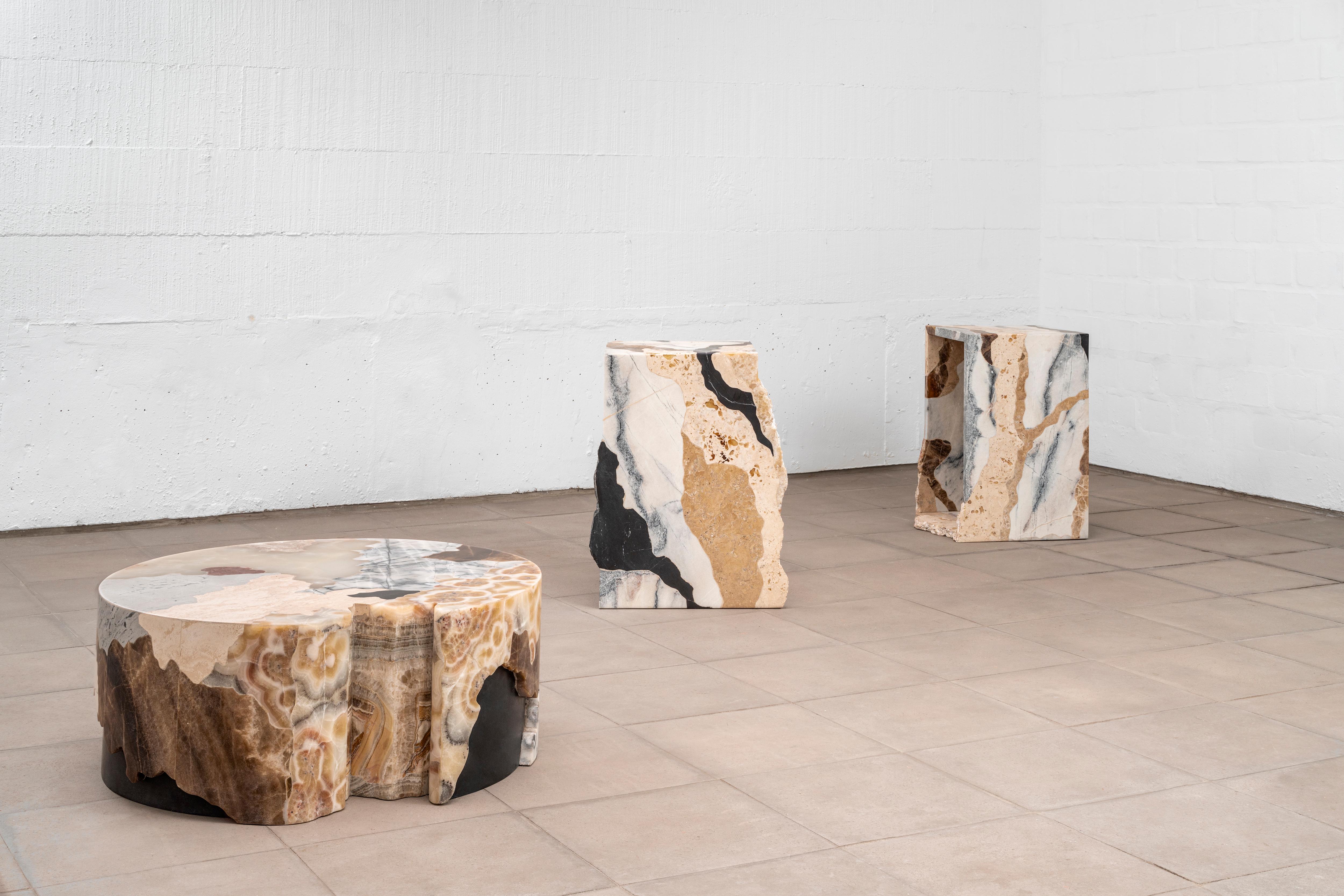 Modern Set of 2 Crust N°1 Side Tables by Estudio Rafael Freyre For Sale