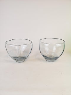 Moderno juego de 2 cuencos de cristal de mediados de siglo Asta Strömberg Suecia, 1950