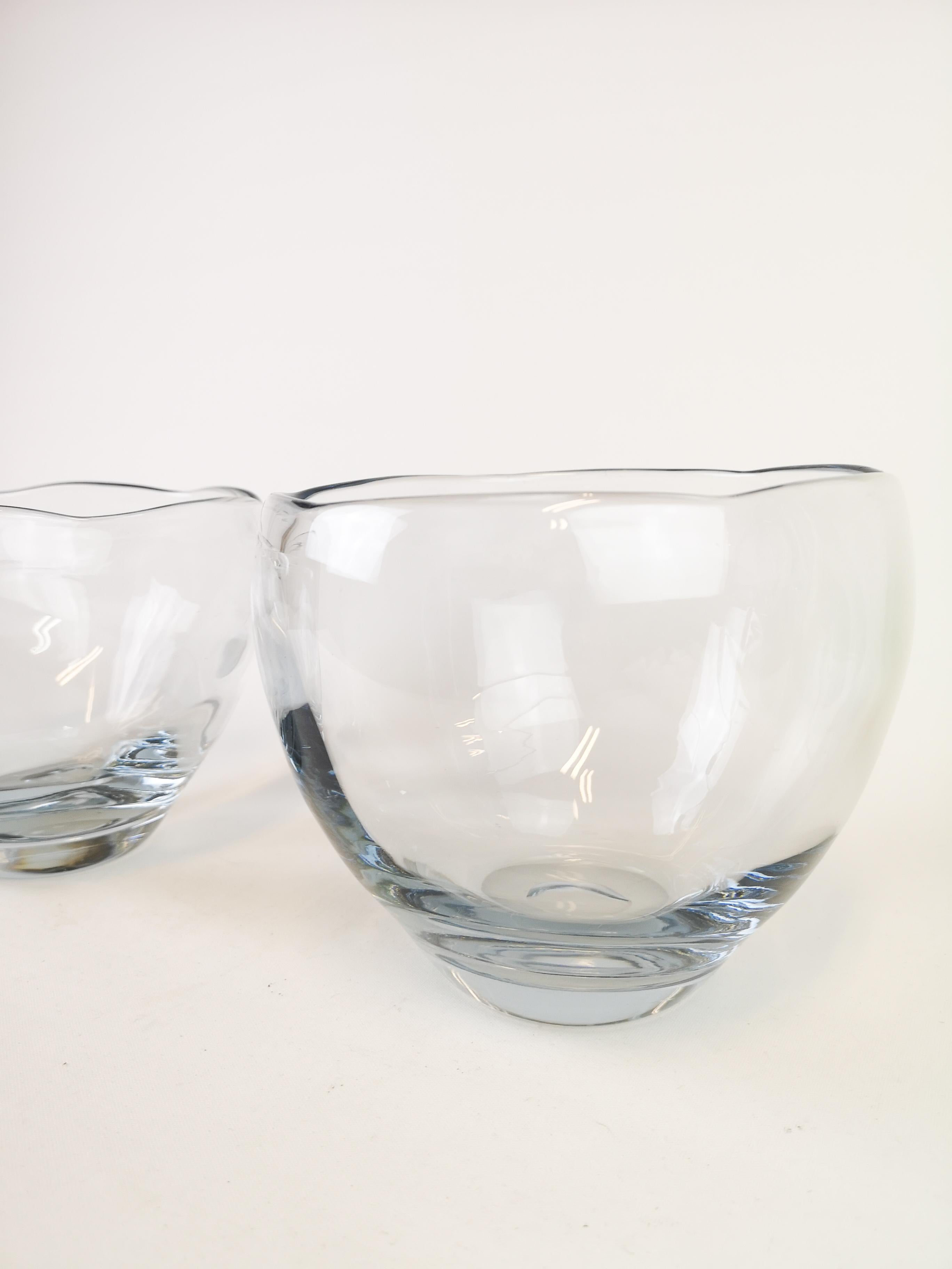 Mid-Century Modern Midcentury Modern Set of 2 Crystal Bowls Asta Strömberg Sweden, 1950s For Sale