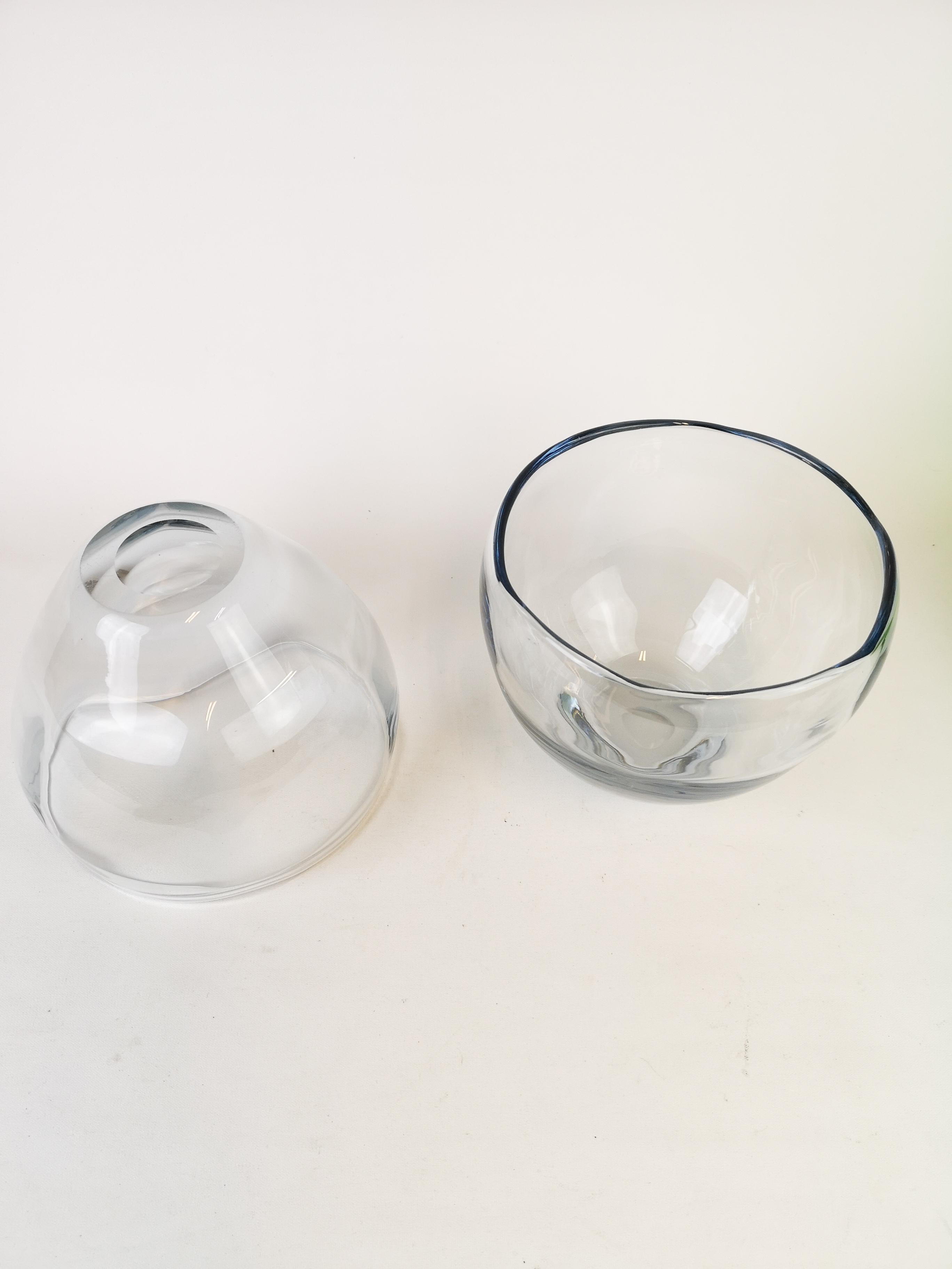 Mid-20th Century Midcentury Modern Set of 2 Crystal Bowls Asta Strömberg Sweden, 1950s For Sale