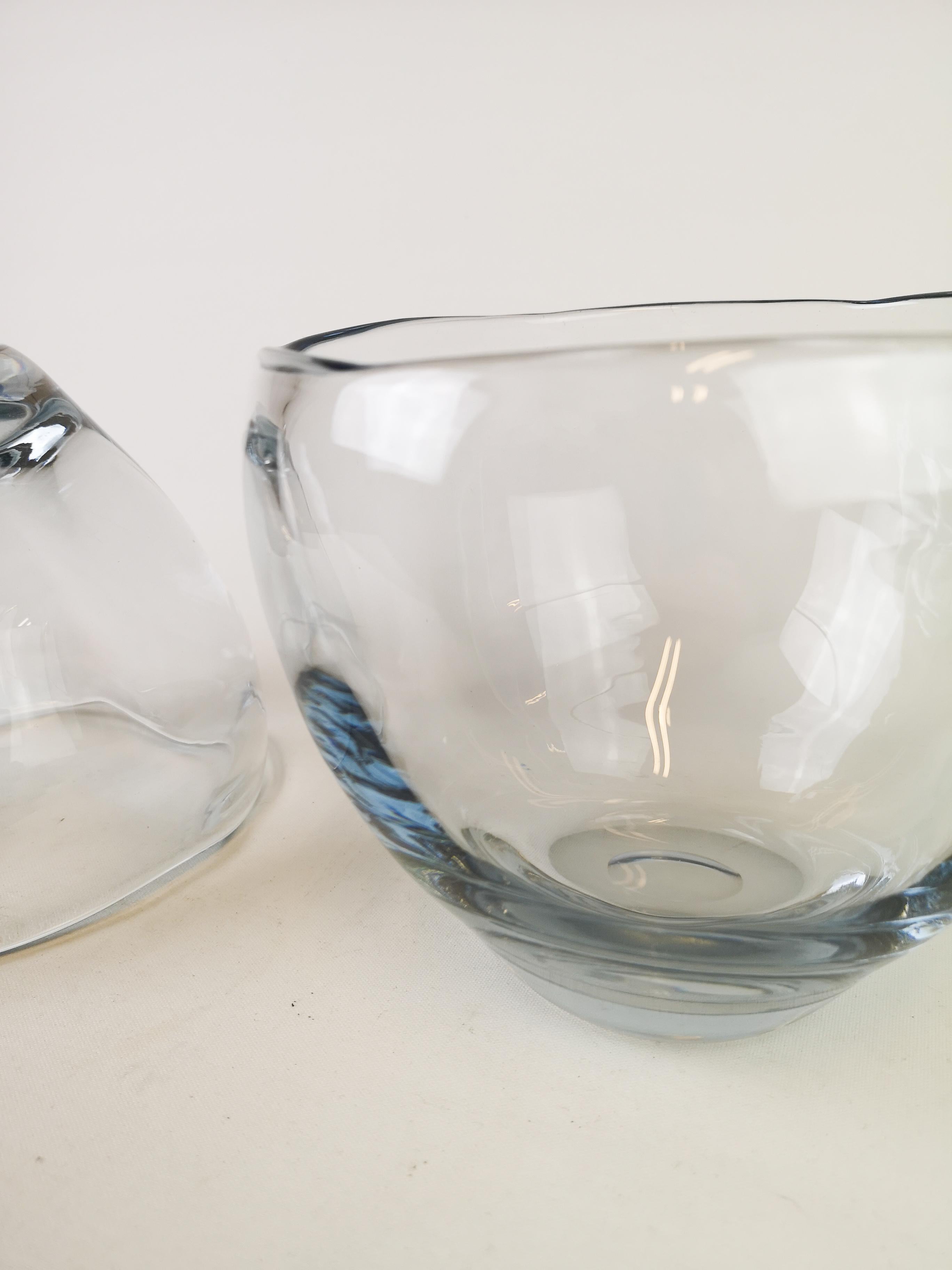 Midcentury Modern Set of 2 Crystal Bowls Asta Strömberg Sweden, 1950s For Sale 1