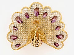 Set of 2 Crystal Glass Peacock Wall Lamps by Palwa