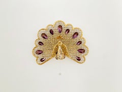 Set of 2 Crystal Glass Peacock Wall Lamps by Palwa