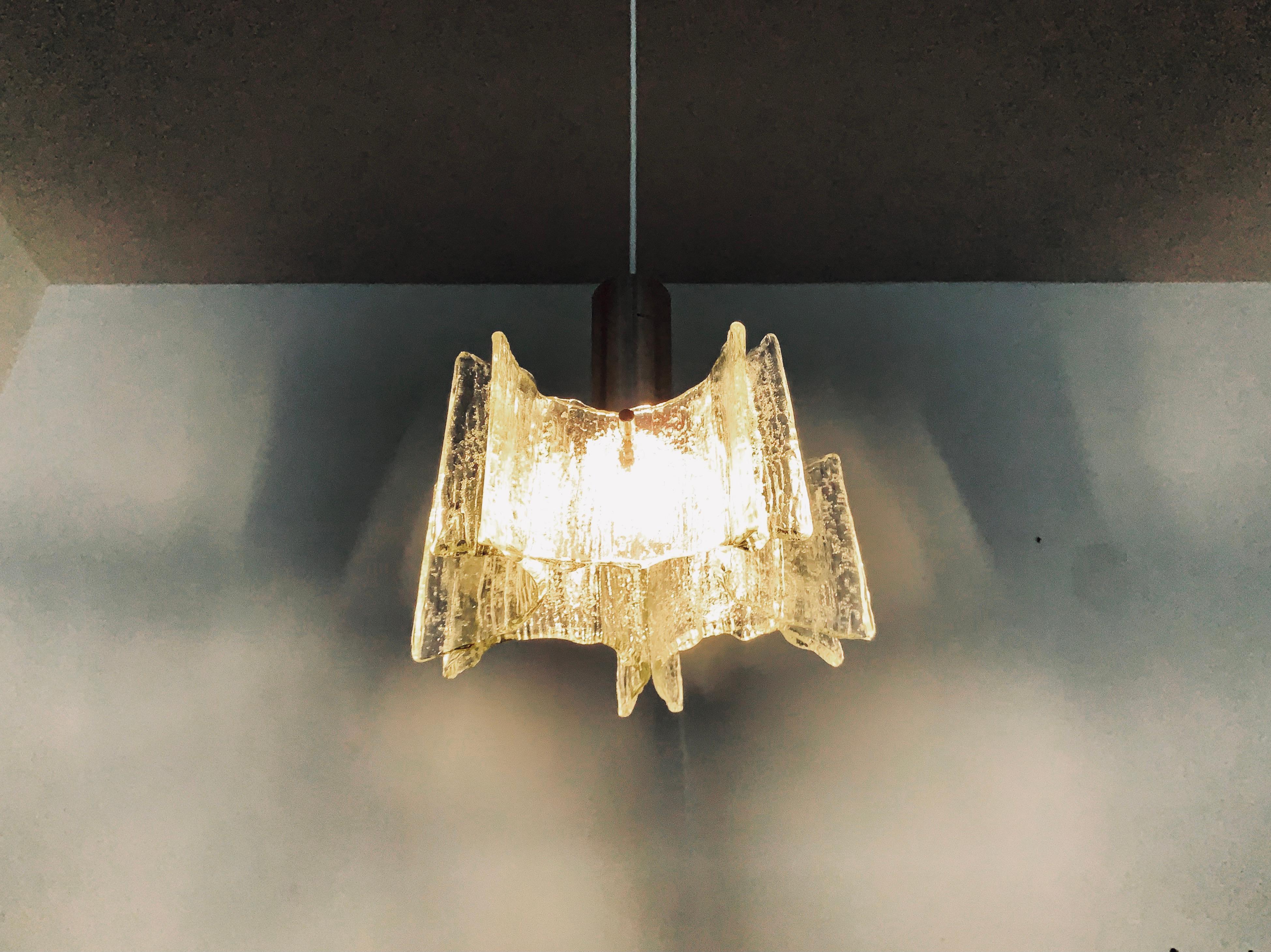 Set of 2 Crystal Glass Pendant Lamps by Kaiser Leuchten For Sale 2