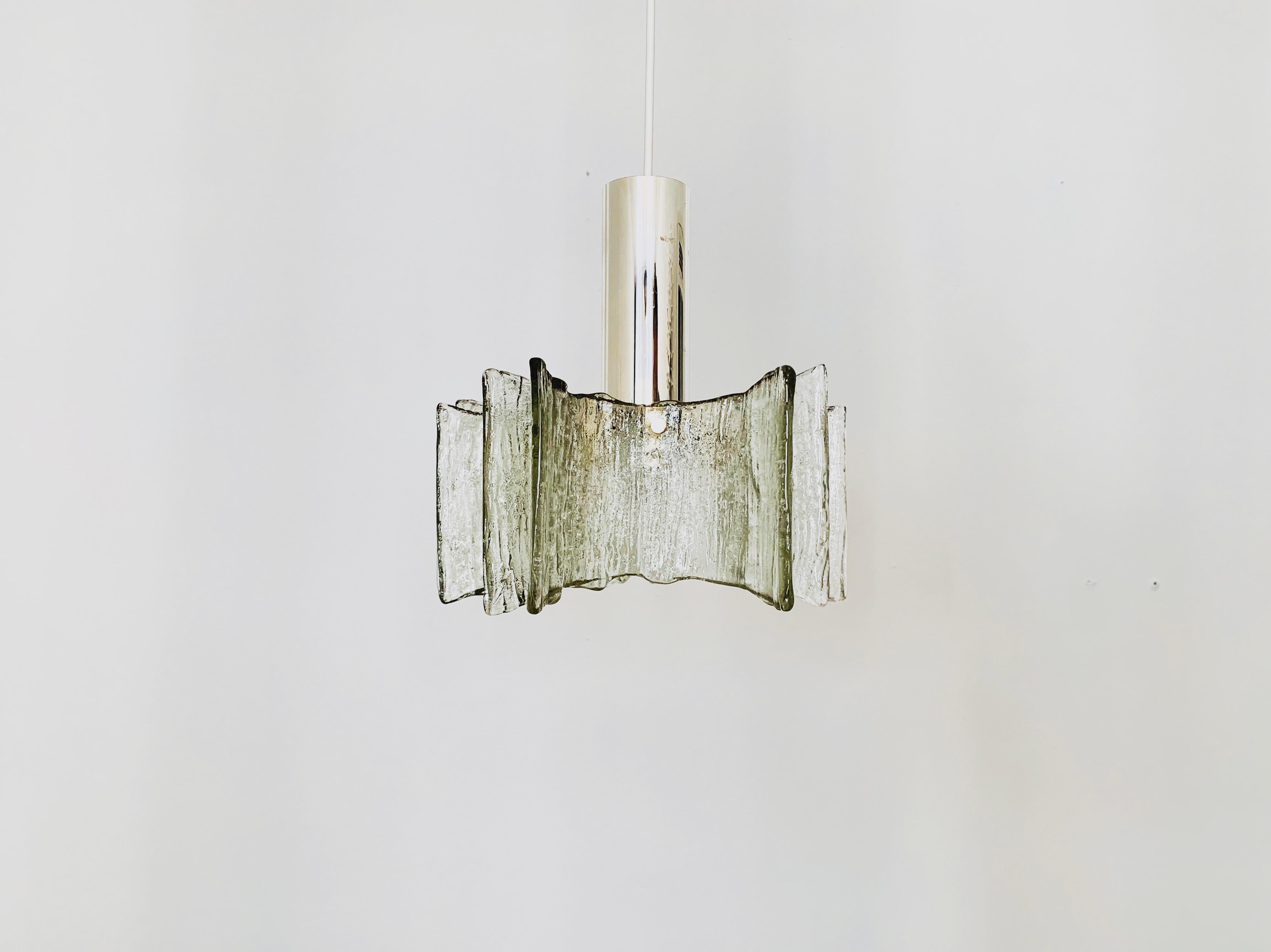 Mid-Century Modern Set of 2 Crystal Glass Pendant Lamps by Kaiser Leuchten For Sale