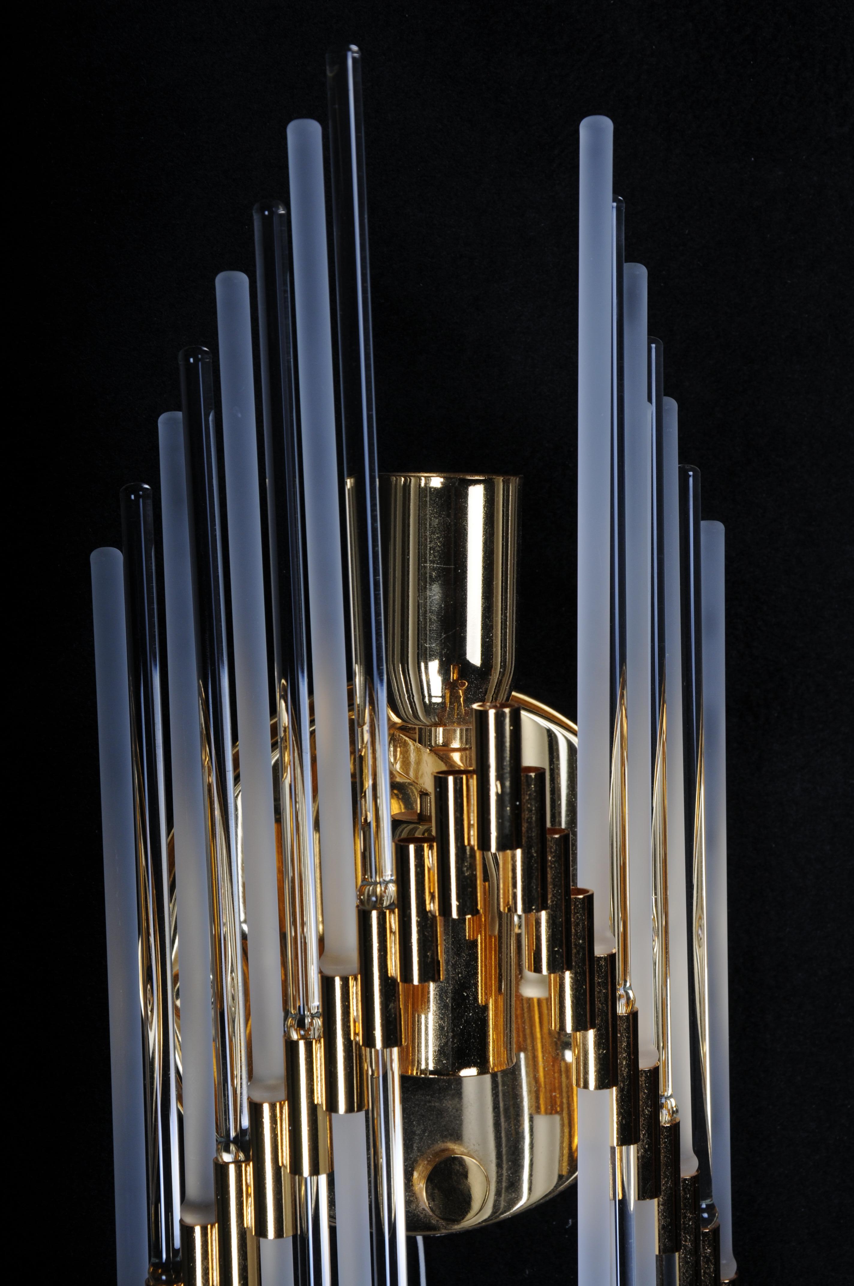 Set of 2 Crystal Glass Rods Wall Sconces, Germany, 1970s, Hollywood Regency For Sale 8