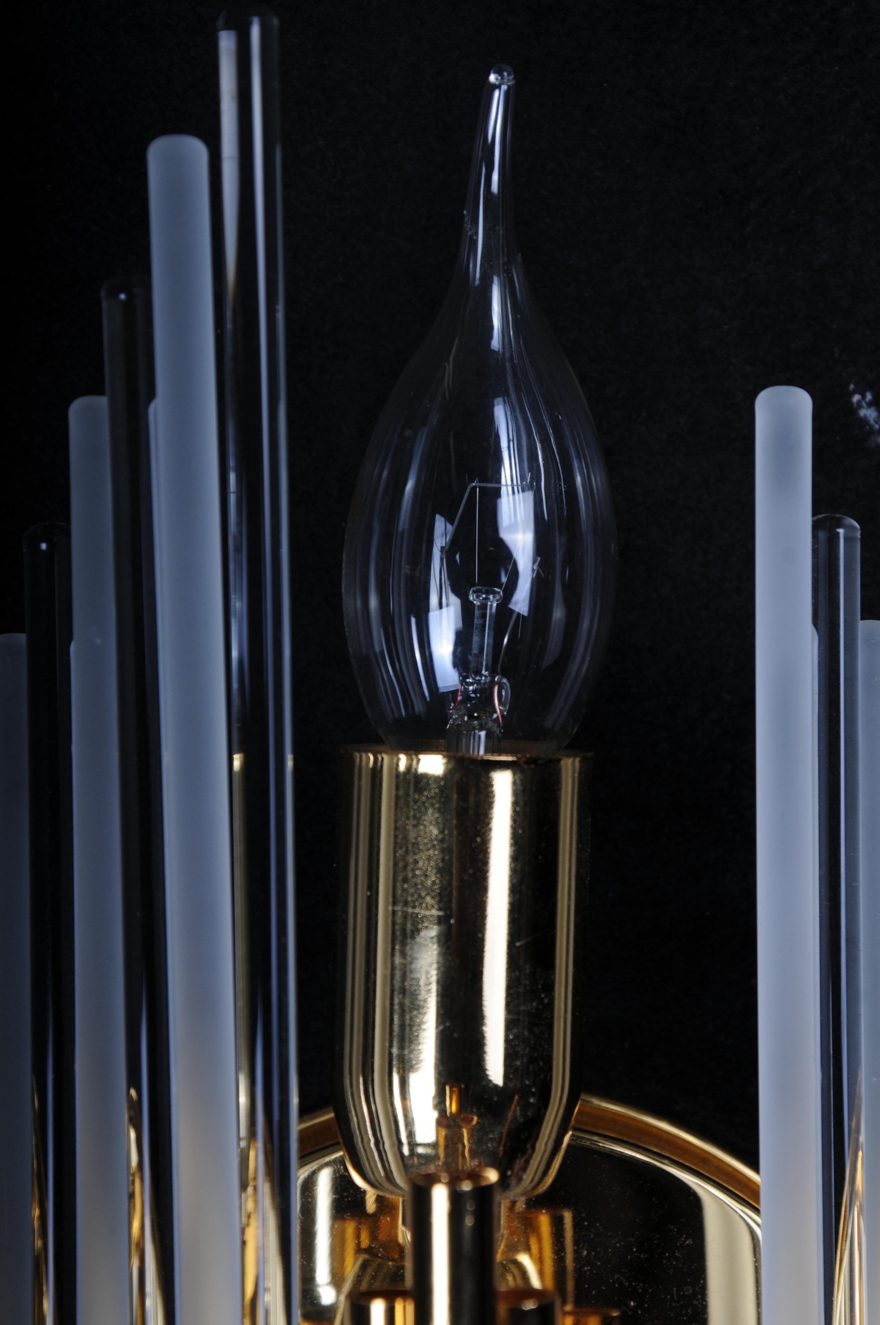 Set of 2 Crystal Glass Rods Wall Sconces, Germany, 1970s, Hollywood Regency For Sale 9