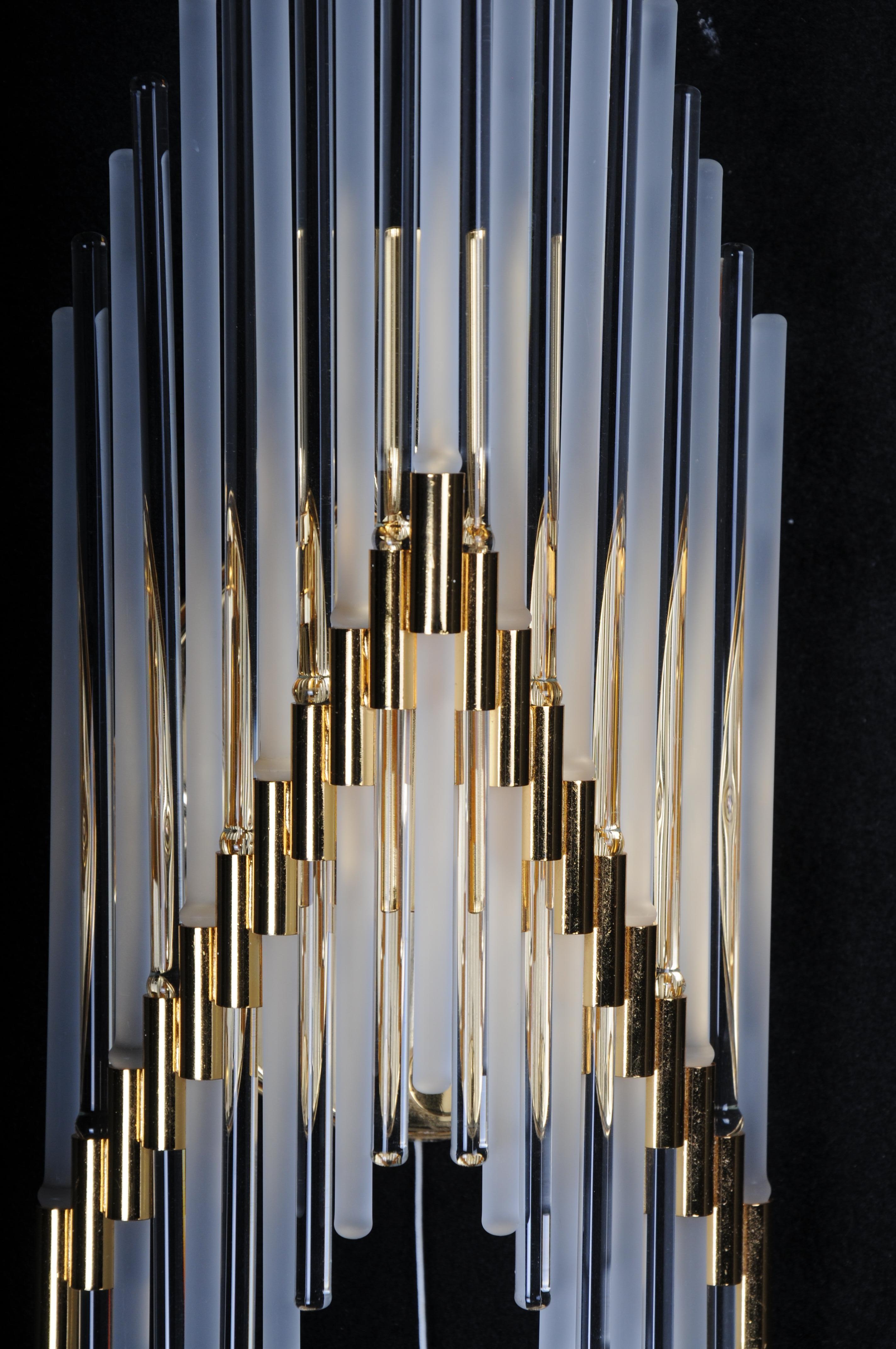 Set of 2 Crystal Glass Rods Wall Sconces, Germany, 1970s, Hollywood Regency In Good Condition For Sale In Berlin, DE