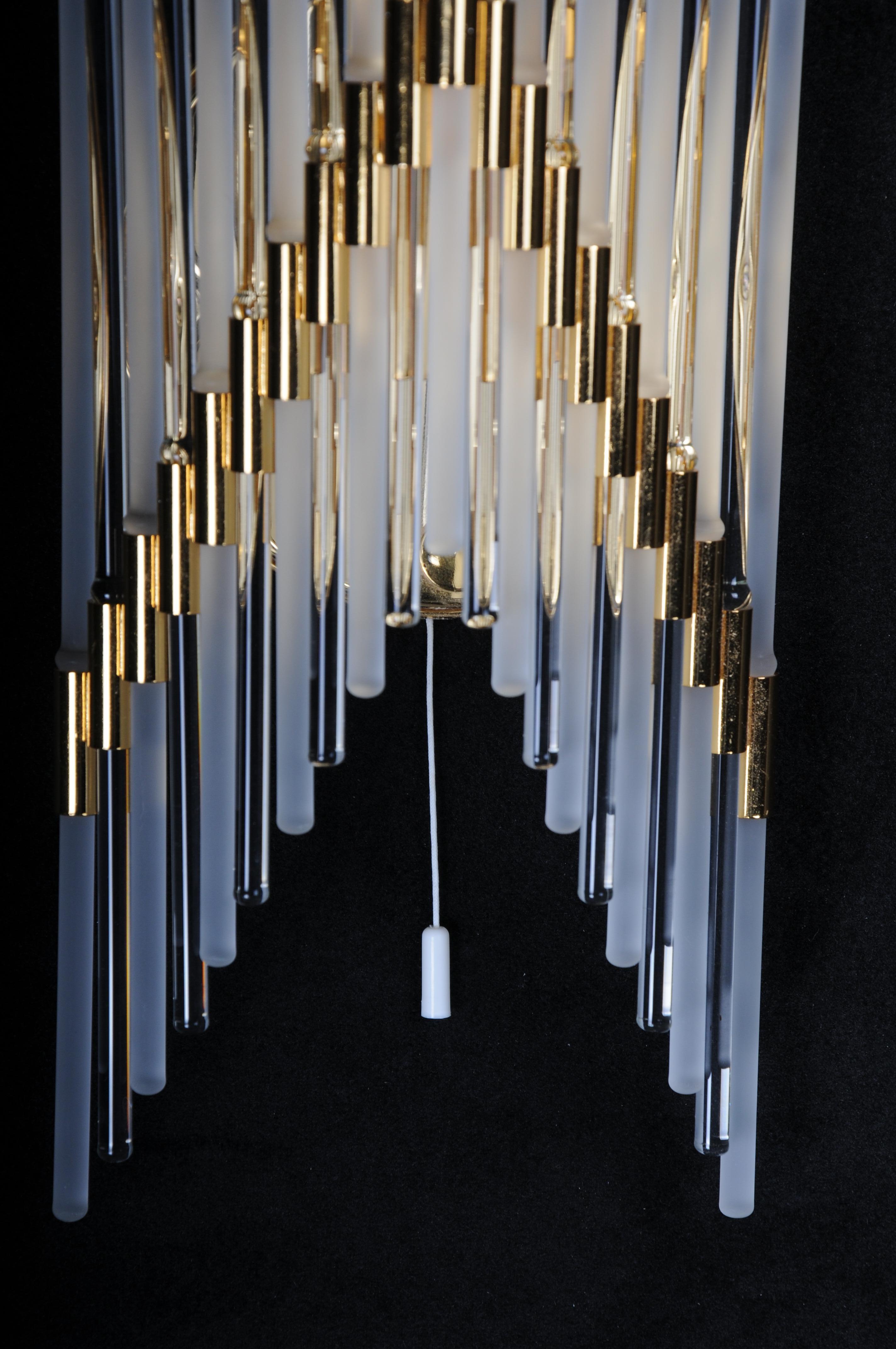 20th Century Set of 2 Crystal Glass Rods Wall Sconces, Germany, 1970s, Hollywood Regency For Sale