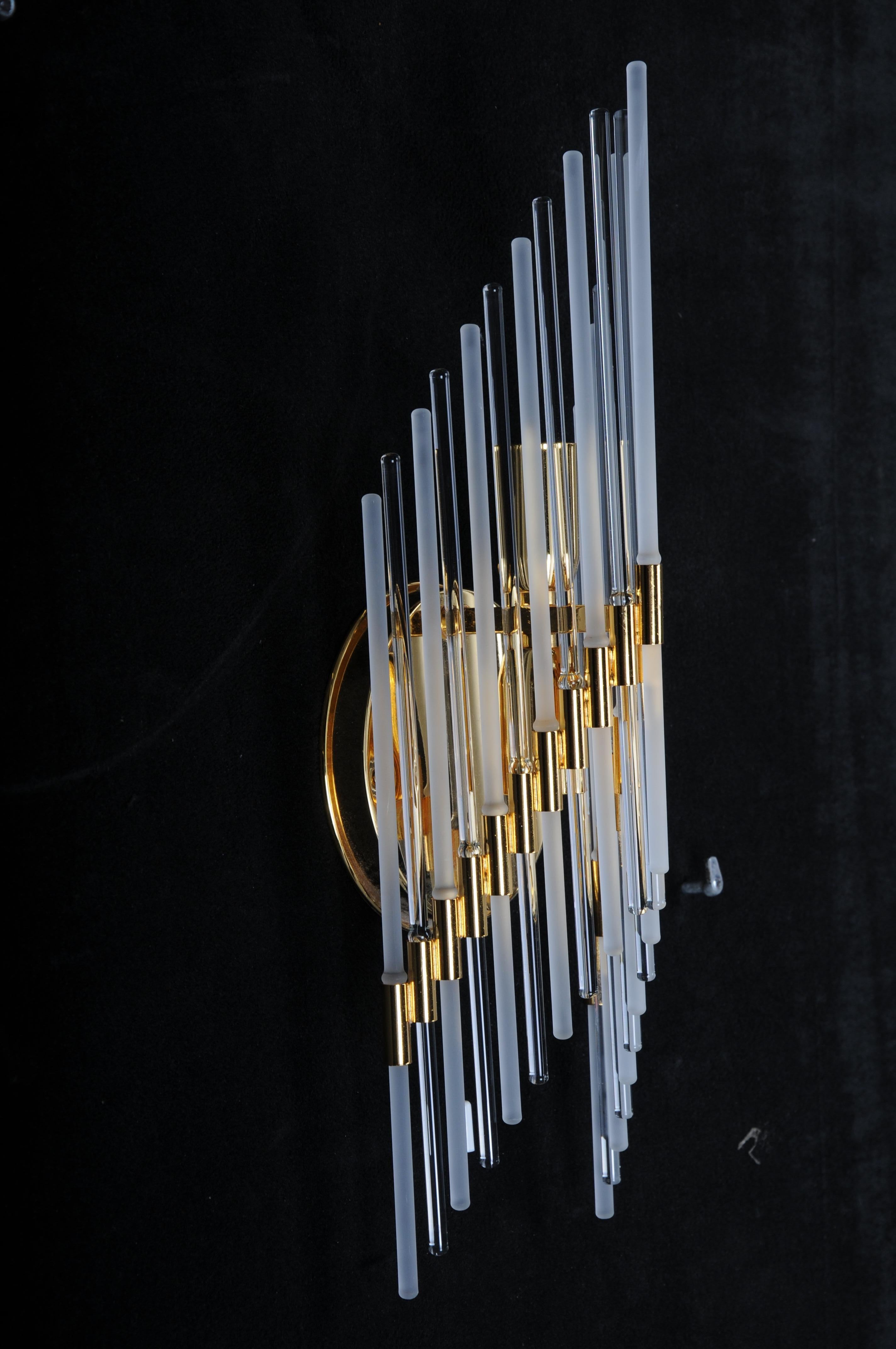 Set of 2 Crystal Glass Rods Wall Sconces, Germany, 1970s, Hollywood Regency For Sale 2