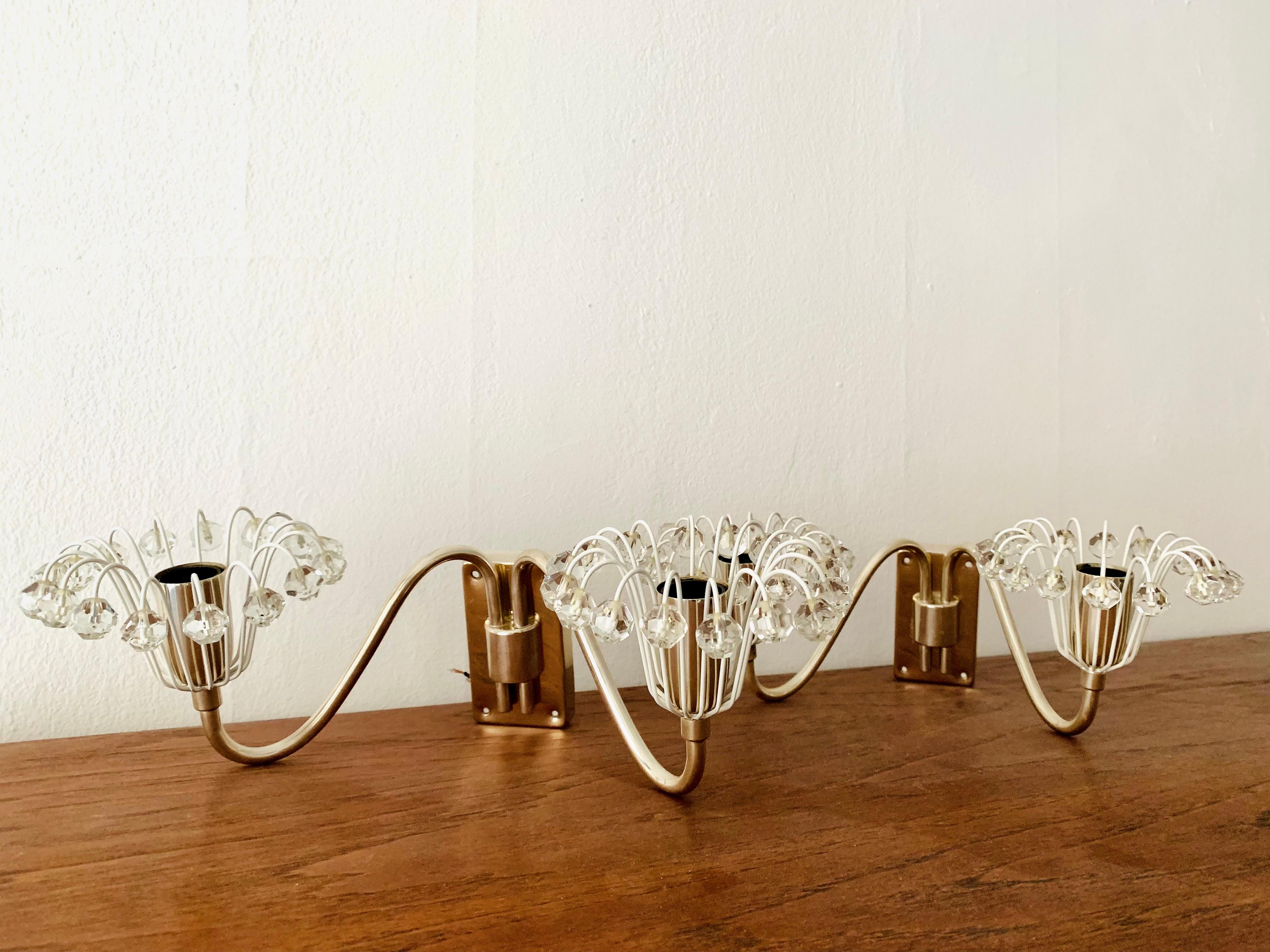 Set di 2 lampade da parete in cristallo di Emil Stejnar per Rupert Nikoll in vendita 6