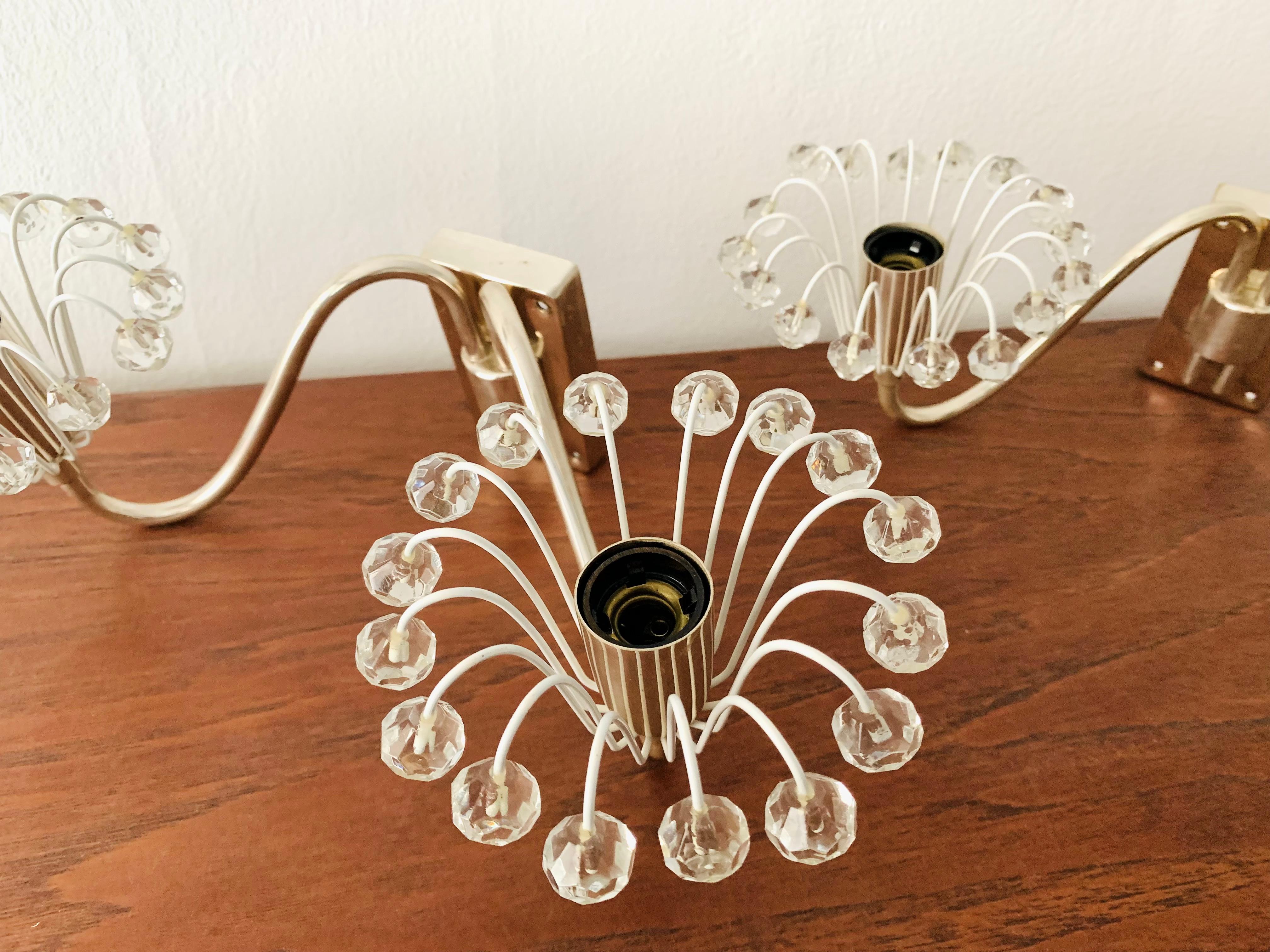 Set di 2 lampade da parete in cristallo di Emil Stejnar per Rupert Nikoll in vendita 7