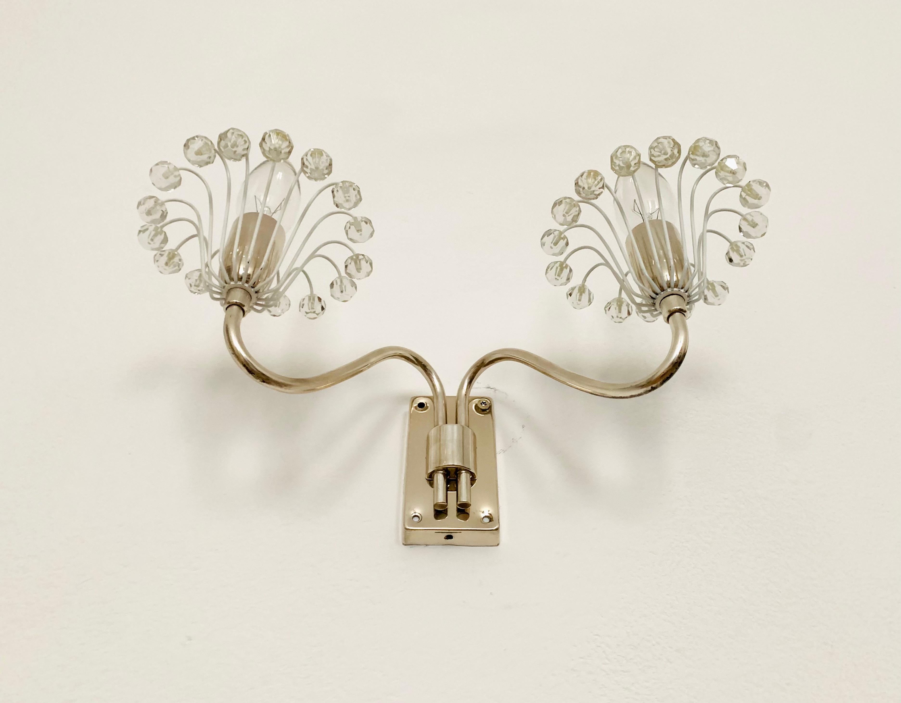 Metallo Set di 2 lampade da parete in cristallo di Emil Stejnar per Rupert Nikoll in vendita