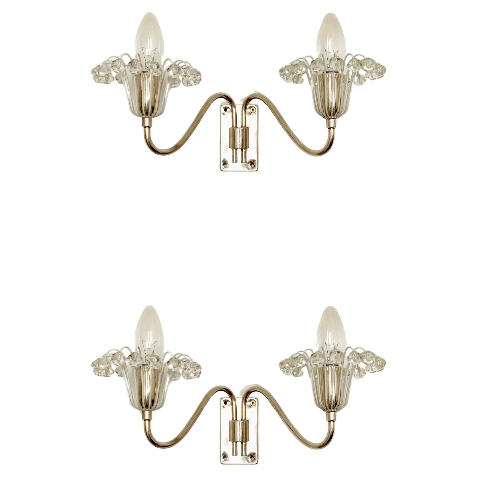 Set of 2 Crystal Glass Wall Lamps by Emil Stejnar for Rupert Nikoll