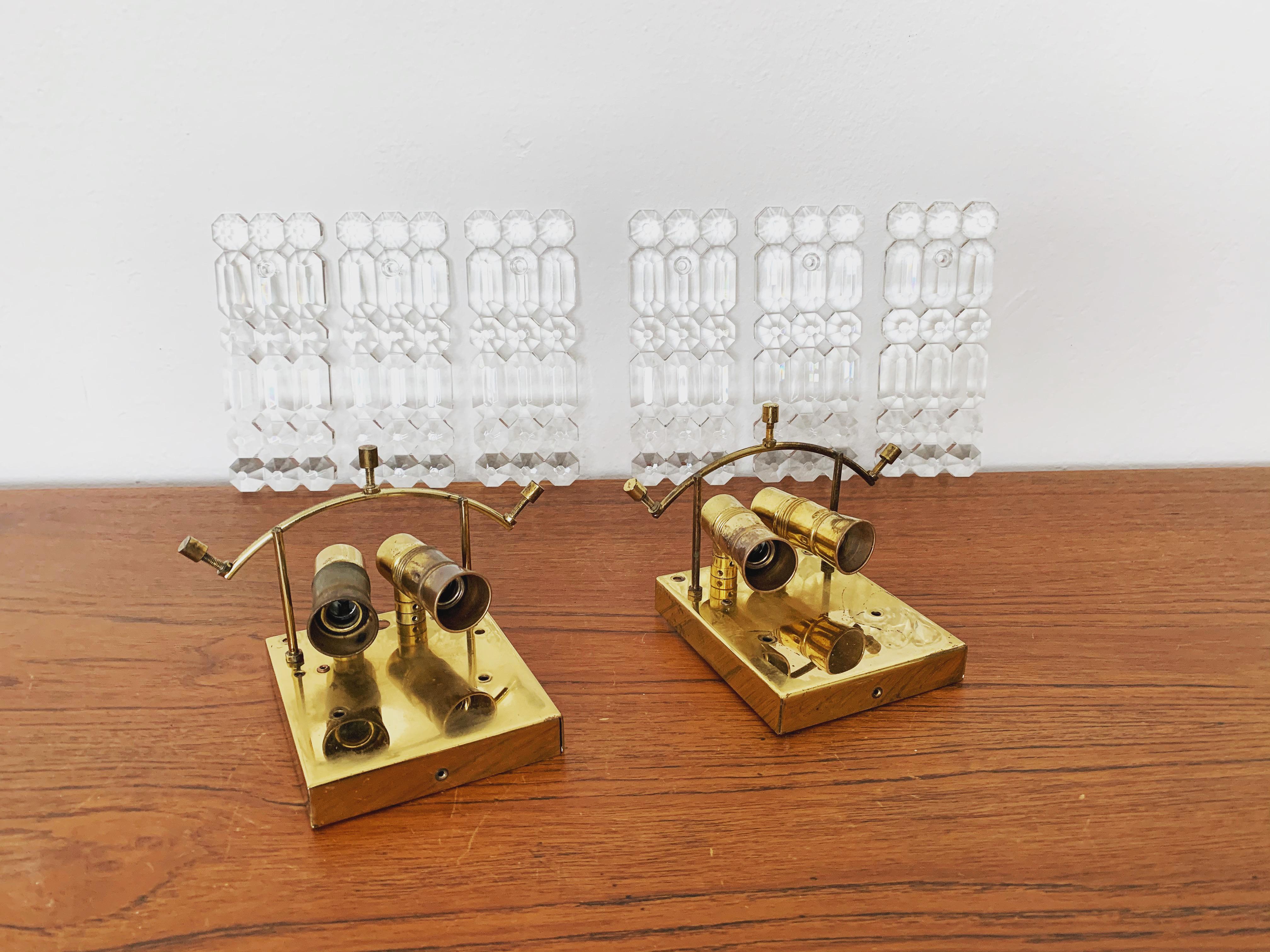 Set of 2 Crystal Glass Wall Lamps by Kinkeldey  For Sale 4