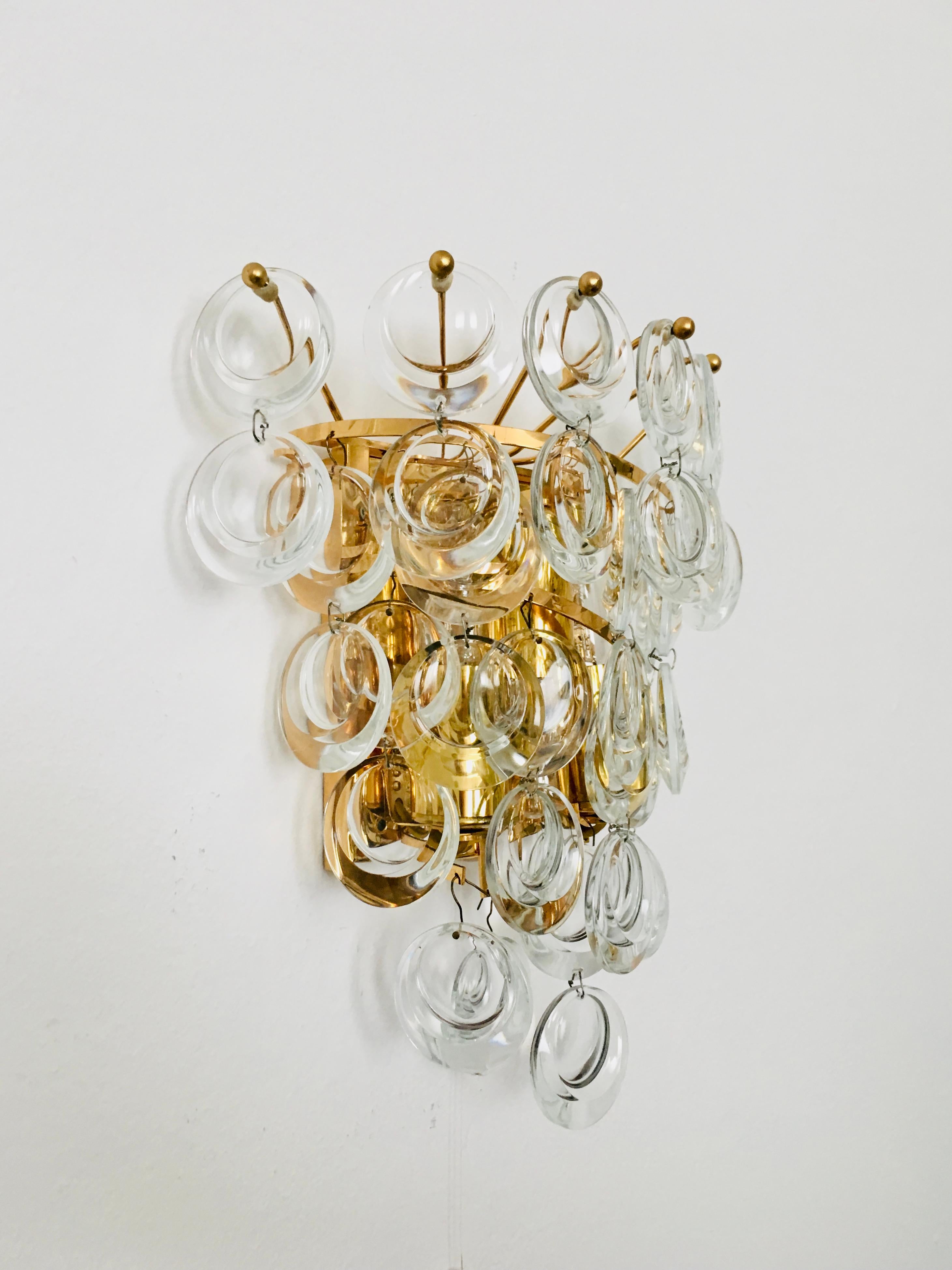 Juego de 2 apliques de cristal by Palwa Austríaco en venta