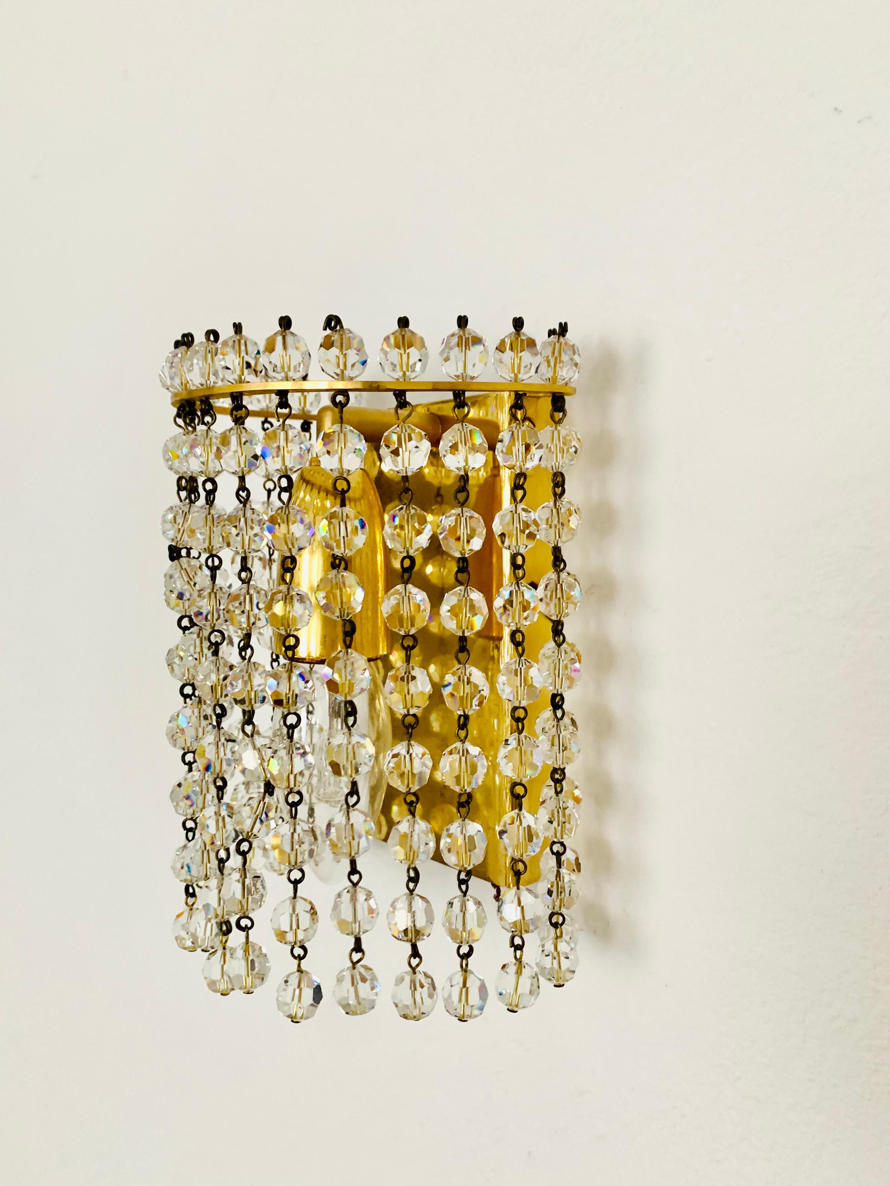 Set of 2 Crystal Glass Wall Lamps by Palwa In Good Condition For Sale In München, DE