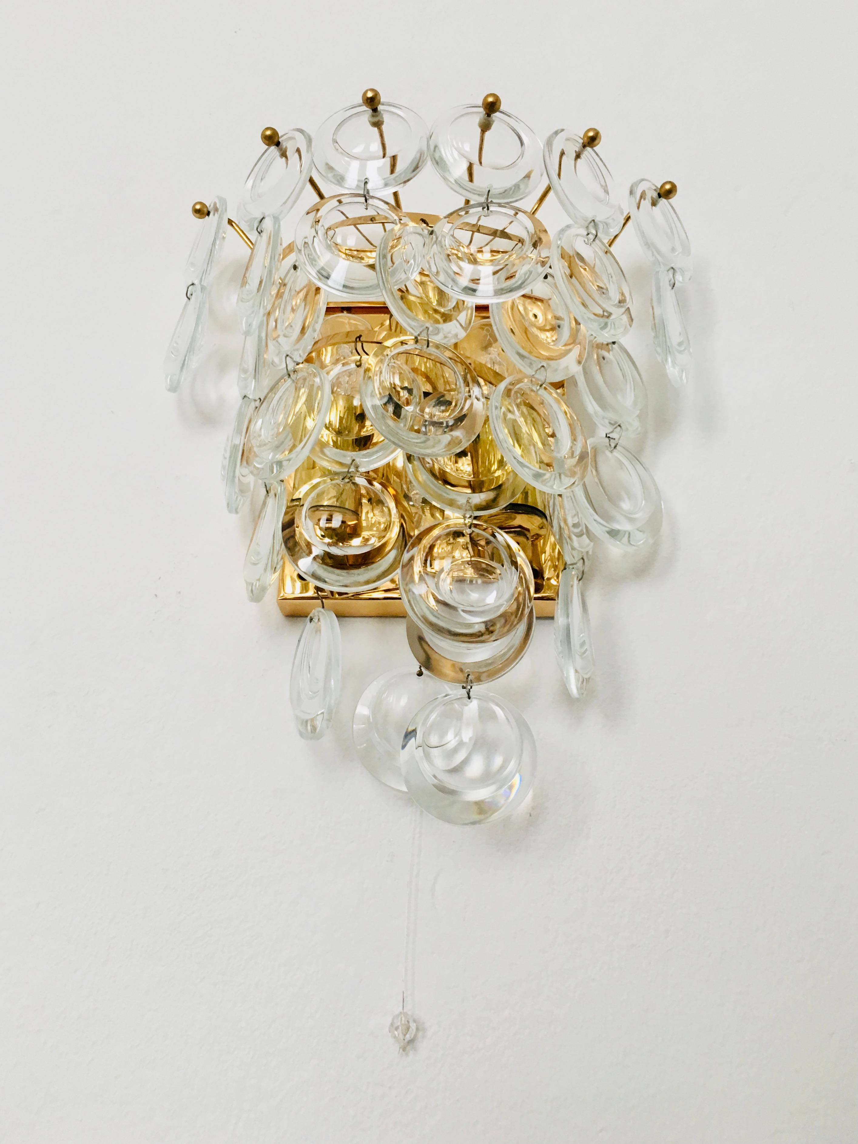 Juego de 2 apliques de cristal by Palwa en Bueno estado para la venta en München, DE