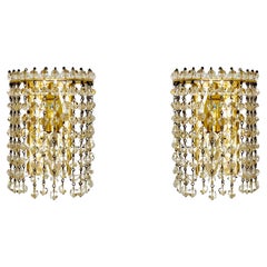 Set of 2 Crystal Glass Wall Lamps by Palwa