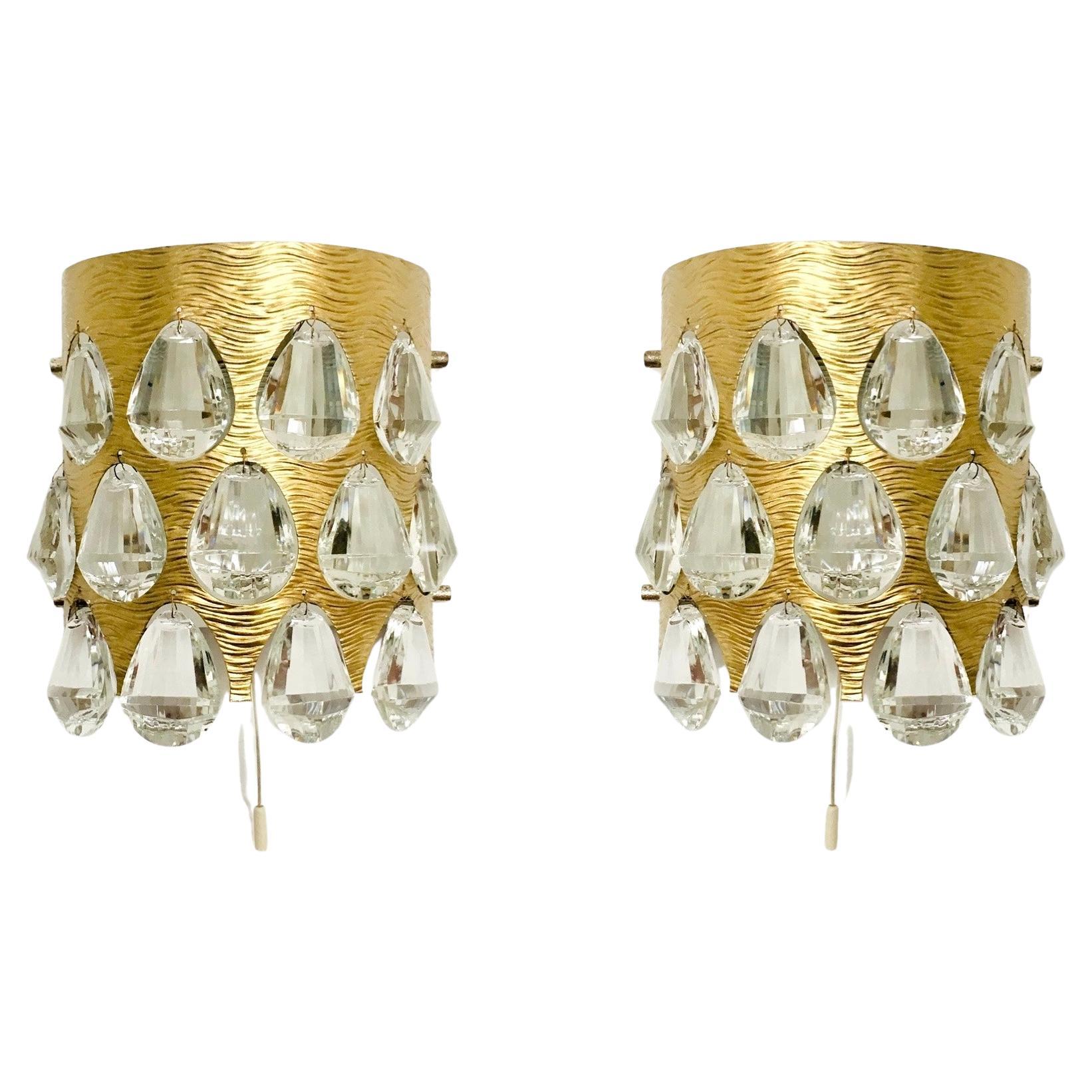 Set von 2 Wandleuchten aus Kristallglas von Palwa