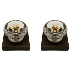 Set of 2 Crystal Glass Wall Lamps or Flush Lights by Cosack