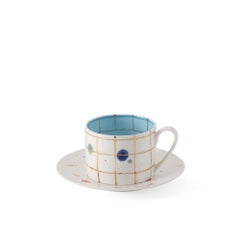 Set de 2 tazas de té y platillos rectos de cristal