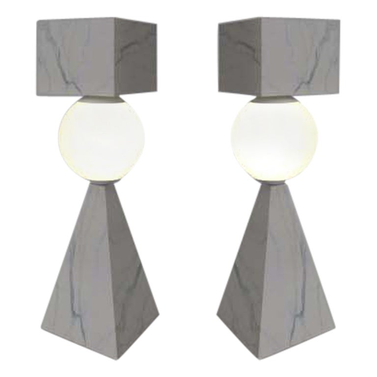 Set of 2, CS Class, Table Lamp, Carrara by Sissy Daniele For Sale