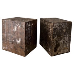 Set of 2 CUBES nightstands sidetables from reclaimed wood