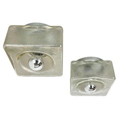 set of 2 CUBIC Ice Glass Ceiling Light, by J. T. Kalmar Lights, Austria, 1970s