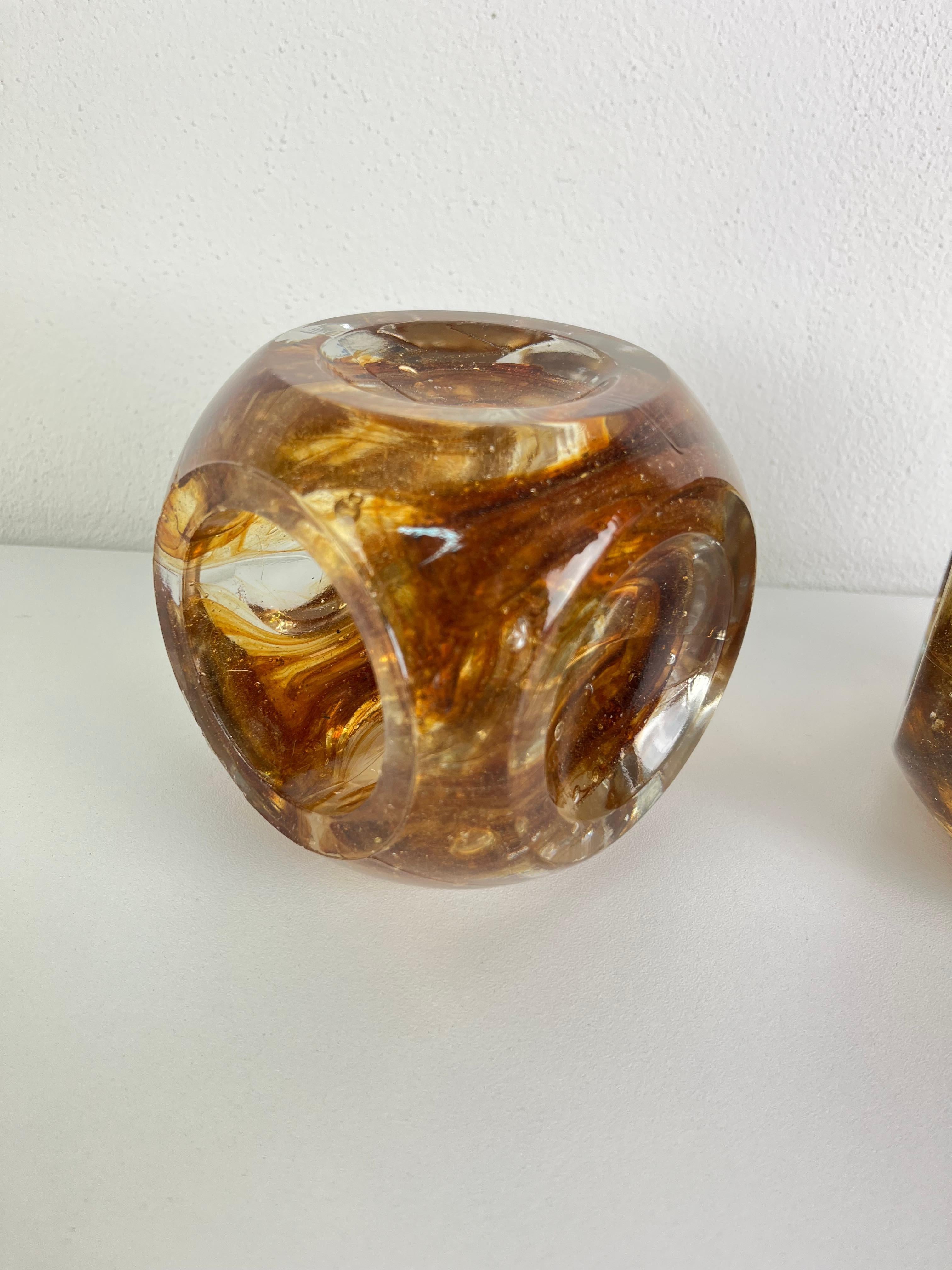 italien Ensemble de 2 appliques cubiques en verre Murano Glass, Made in Italy 1970 en vente