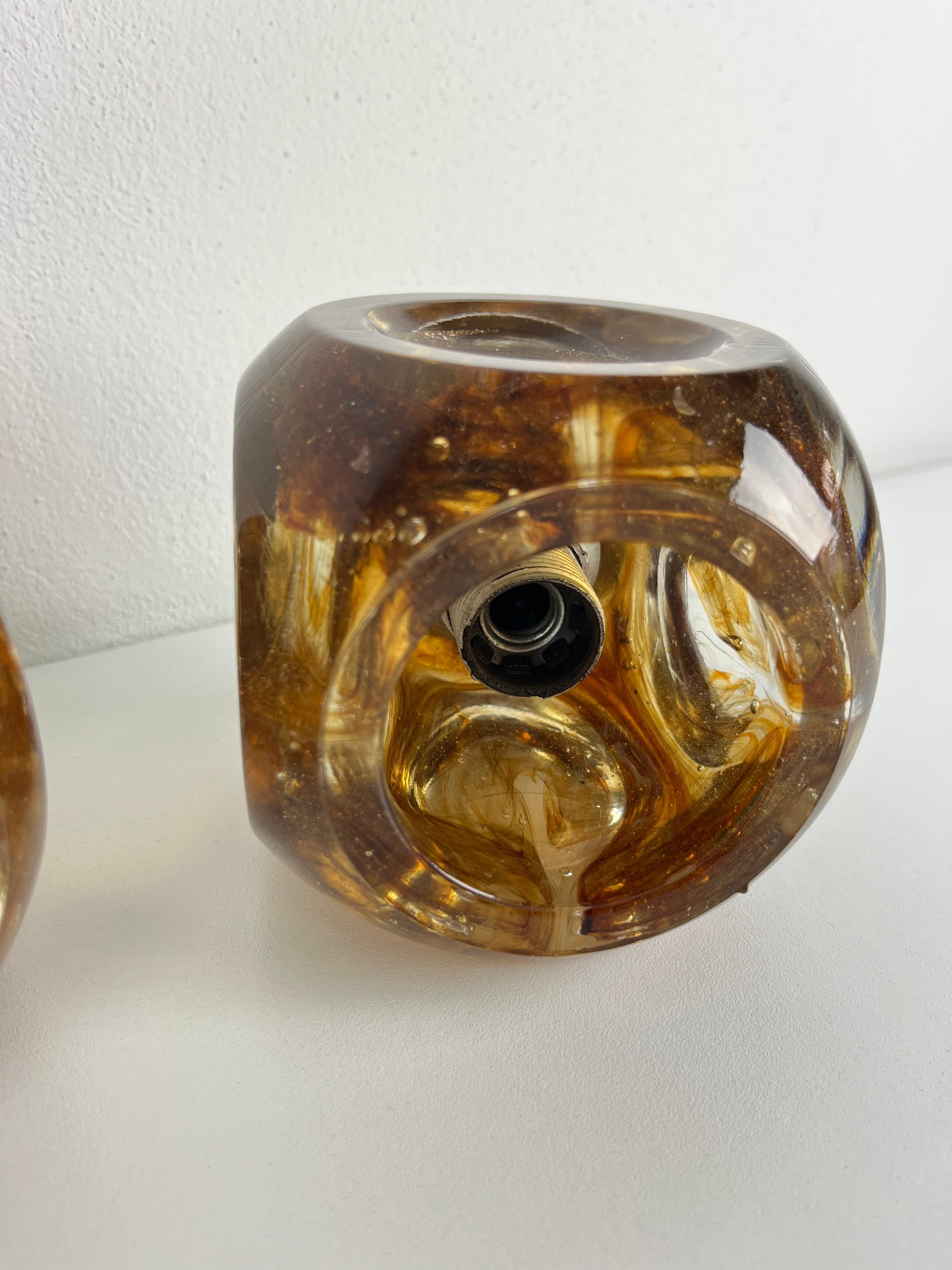 Ensemble de 2 appliques cubiques en verre Murano Glass, Made in Italy 1970 Bon état - En vente à Palermo, IT