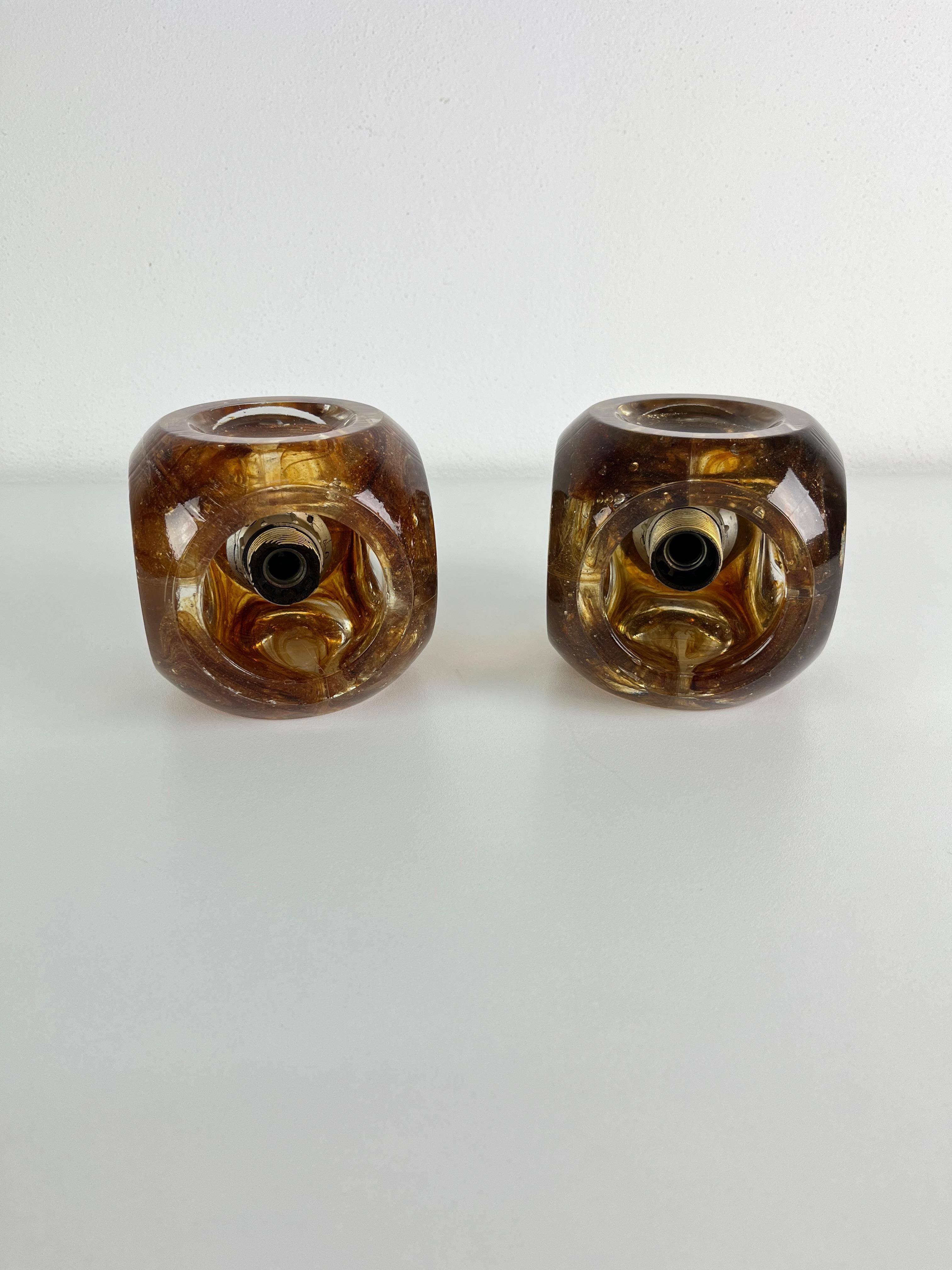 Ensemble de 2 appliques cubiques en verre Murano Glass, Made in Italy 1970 en vente 1