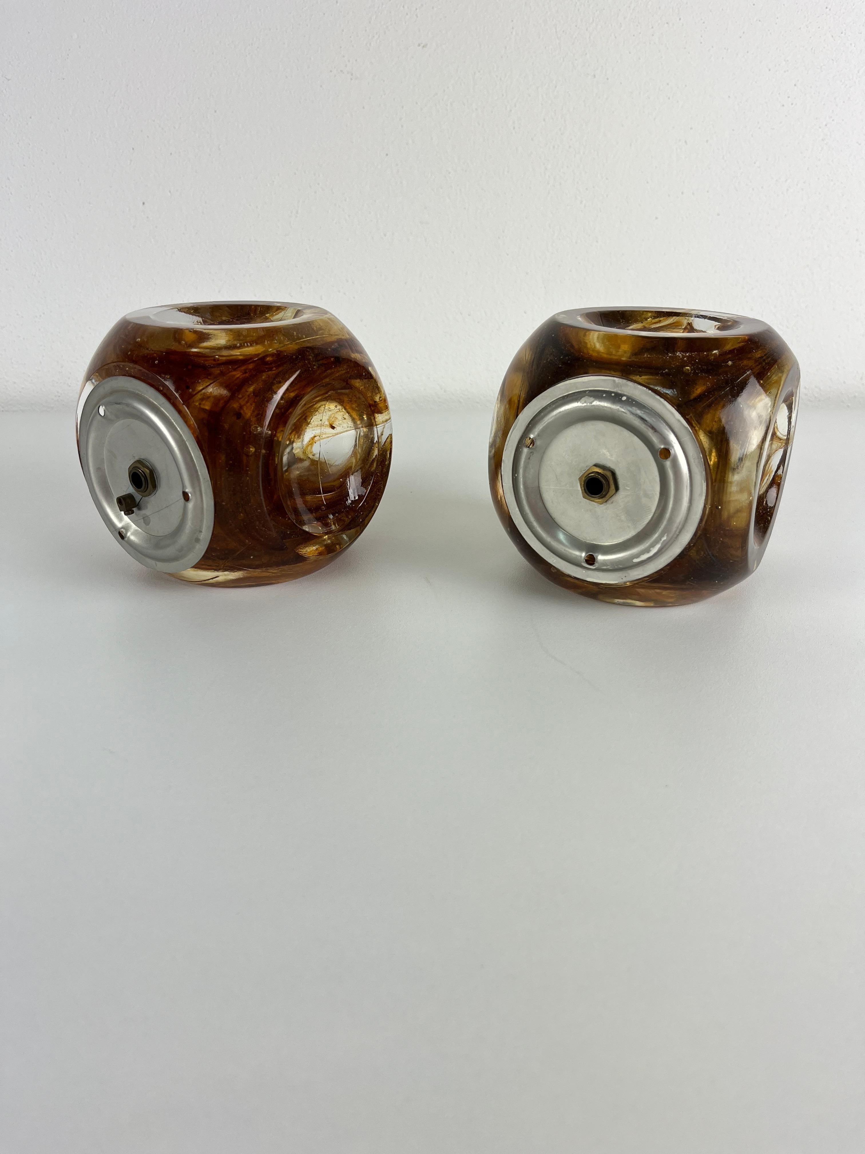 Ensemble de 2 appliques cubiques en verre Murano Glass, Made in Italy 1970 en vente 3