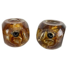 Set of 2 Cubic Murano Glass Wall Lamps, Made in Italy 1970s