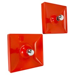Set di 2 applique cubiche in stile Verner Panton, ROSSE, di Sölken Leuchten, anni '70