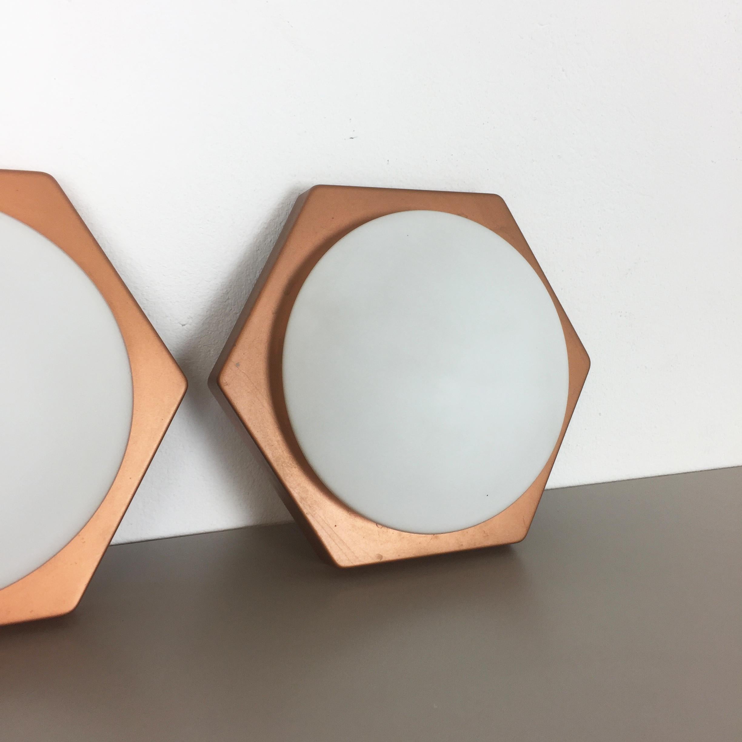 Mid-Century Modern Set of 2 Cubic Wall Lights by Rolf Krüger for Heinz Neuhaus Leuchten, 1971